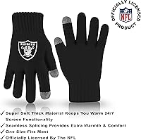 Vista 100 de Ultra Game Gorro de invierno de punto súper suave oficial de la NFL con guantes extra cálidos para pantalla táctil