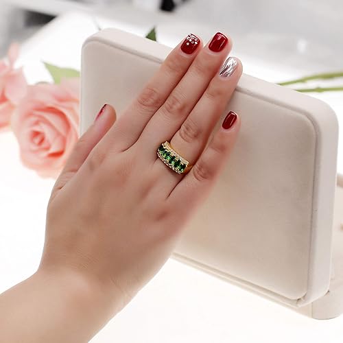 Miniatura 2 de Uloveido Hermosas mujeres 7 piedras anillo de boda ovalado circonita cúbica compromiso aniversario anillos J501