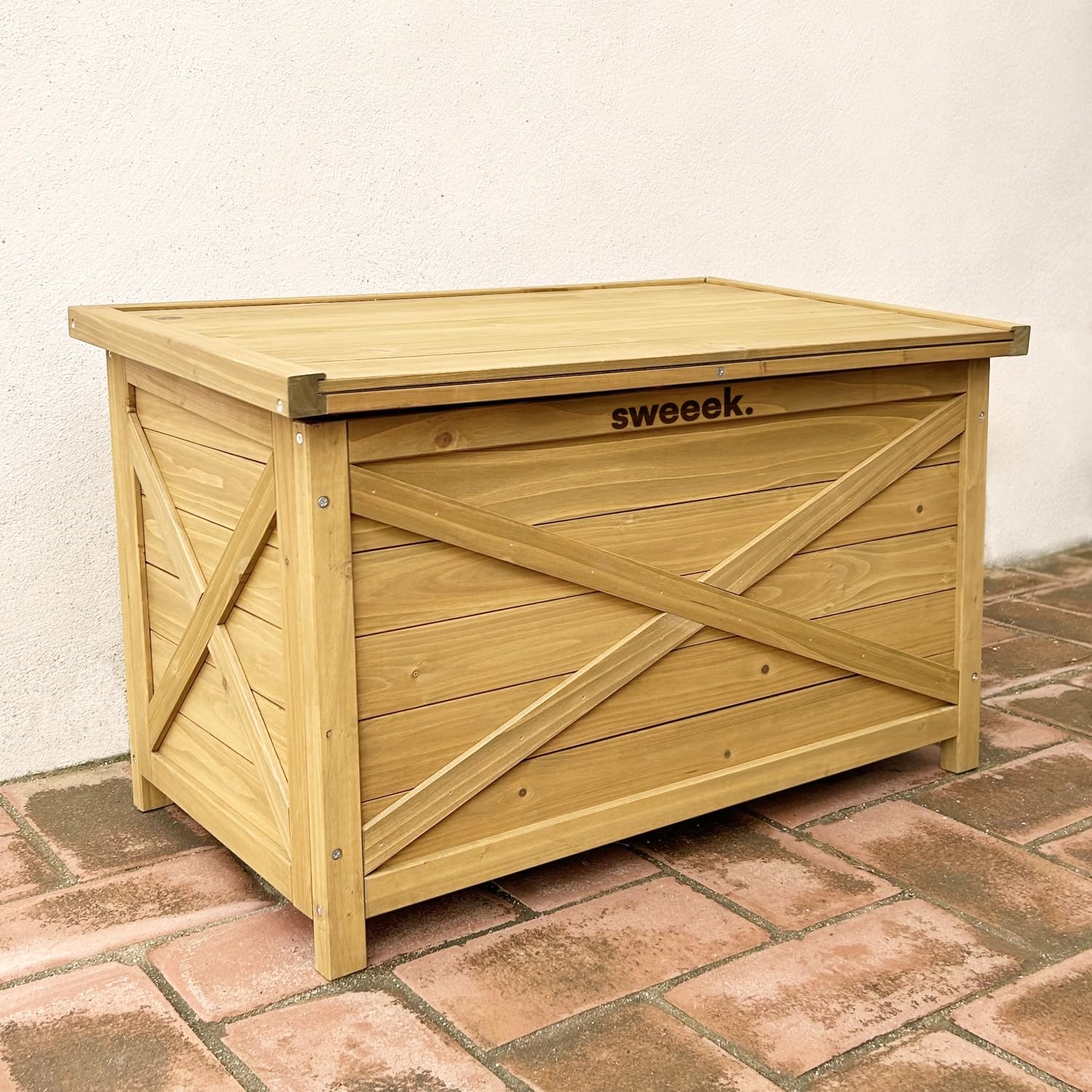 sweeek Cassapanca in Legno di Abete 80cm Marrone Naturale - 80x48x50 cm