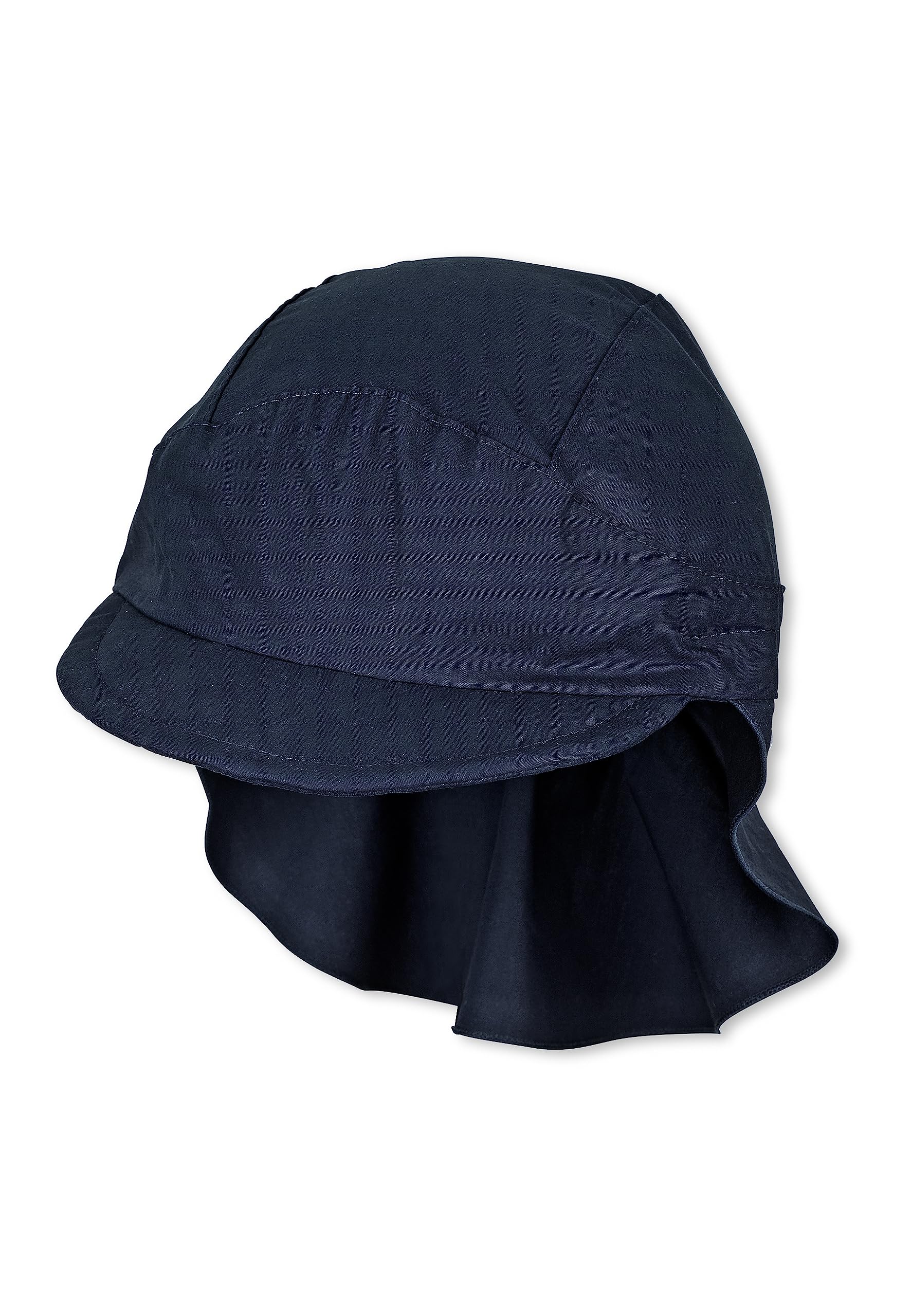 Sterntaler Schirmmütze Nackenschutz Basic - Unisex Baby- und Kinder Mütze mit Nackenschutz - UV-Schutz 50+ Hut aus Popeline (Bio) - leichte Sommer Kopfbedeckung mit Gummiband - Marine, Größe 47
