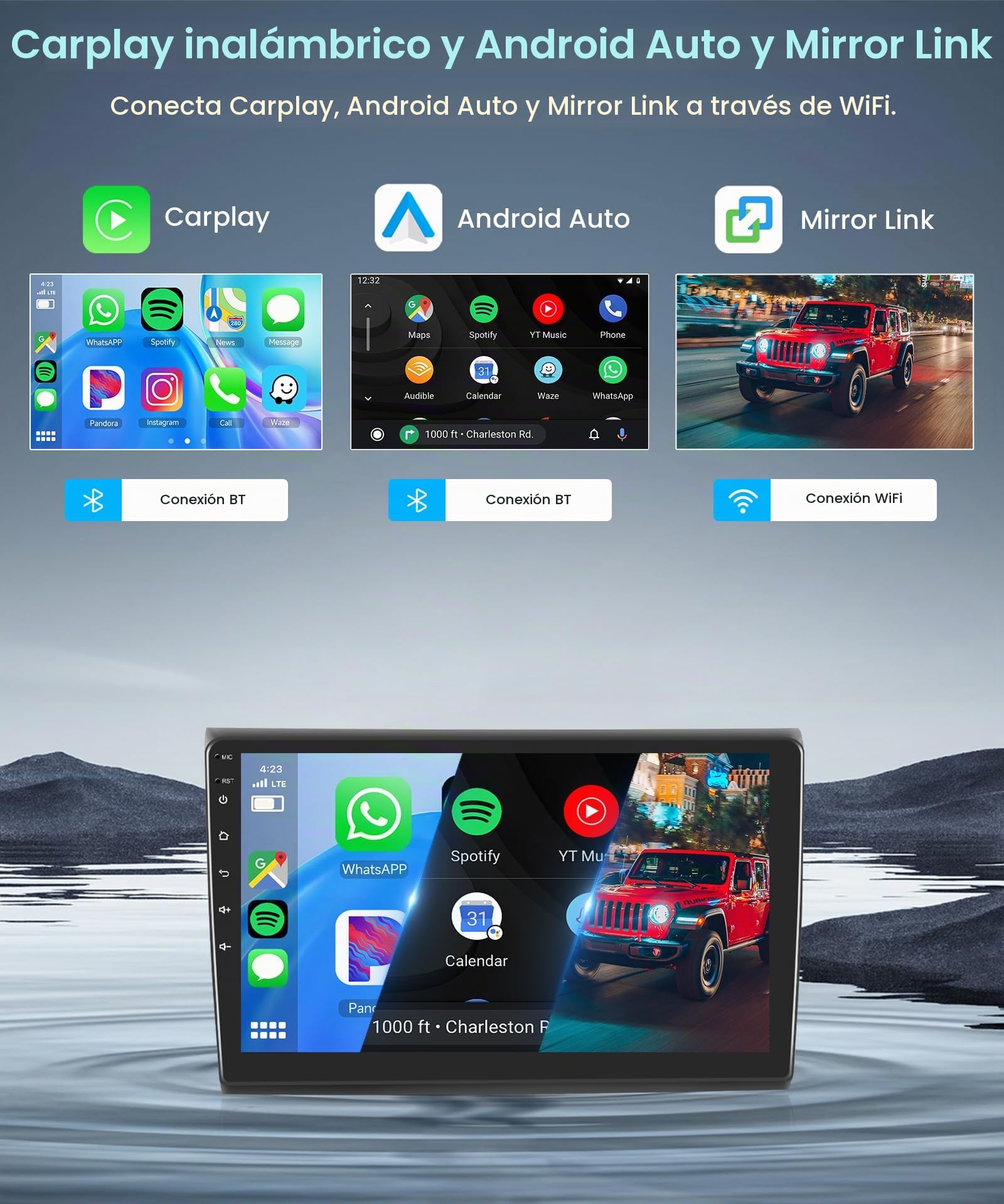4G+64G Android Radio de Coche para FIAT Bravo 2007-2014 Carplay Wireless 9 Pulgadas HD Bravo Radio con Android Auto Navegación GPS Bluetooth WiFi/FM/RDS/EQ Controles del Volante Cámara Trasera