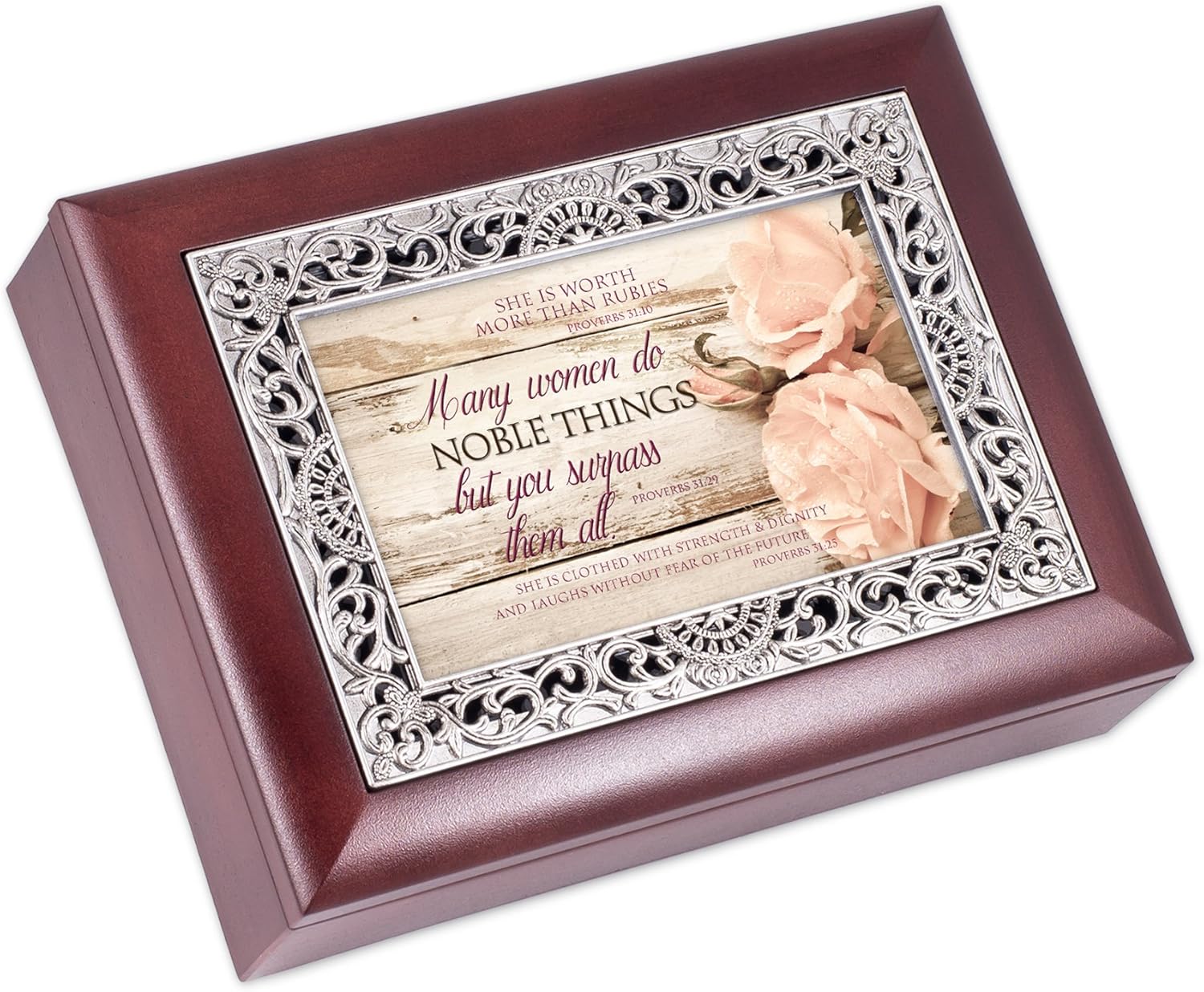 Cottage Garden Women Do Noble Things You Surpass Rosewood Jewelry Music Box Plays Wonderful World