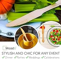 Vista 3 de Elegante juego de cuchillos de madera desechables de 7.75 pulgadas, utensilios compostables, cuchillo de pan ecológico y cuchillo de queso