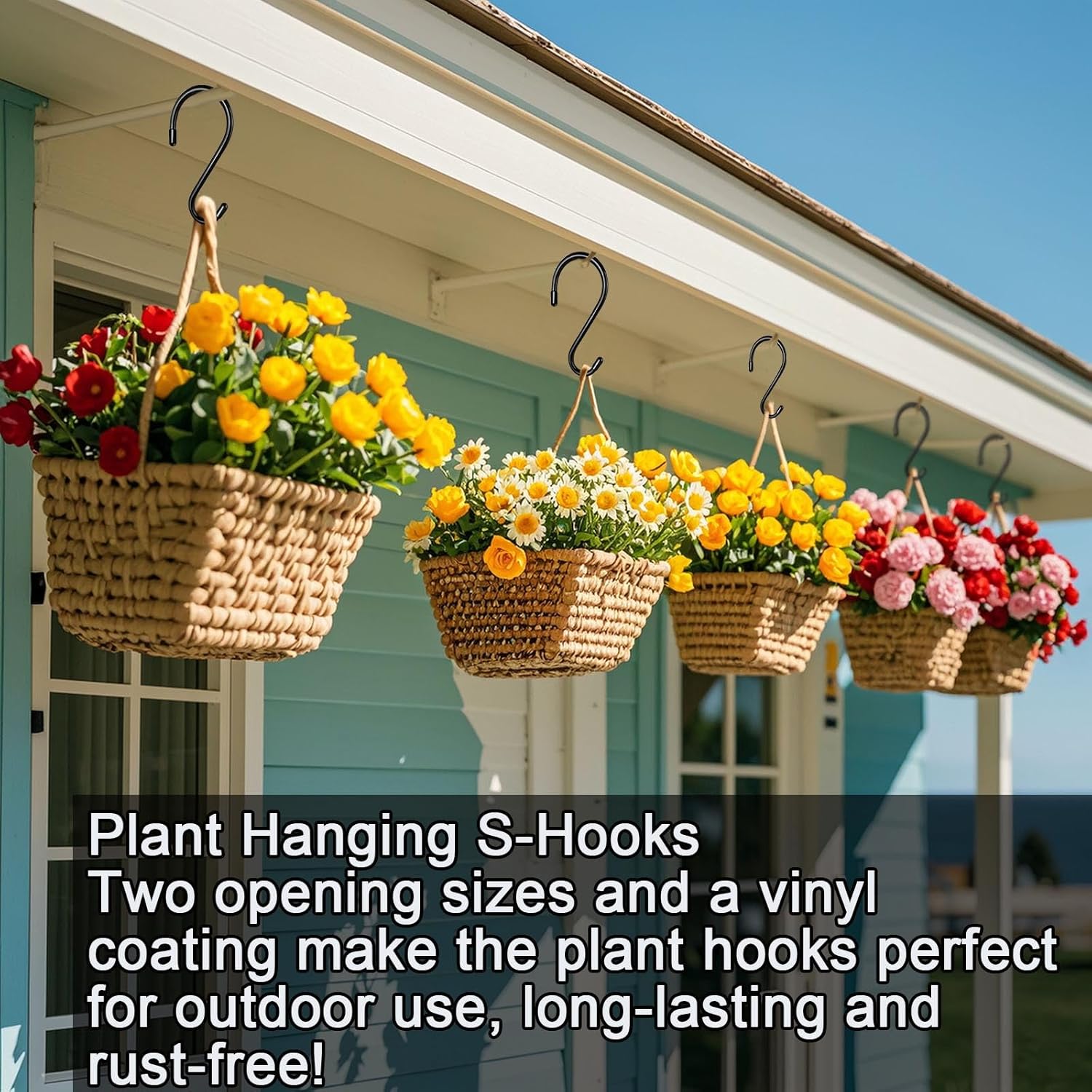 Dreecy 20 Pack 3 Inch S Hooks, Heavy Duty Steel S Hooks with Black Rubber Coating, Non-Slip, 20 Pounds Max Weight, Utility Hooks for Hanging Plants, Clothes, Pots, Pan, etc.