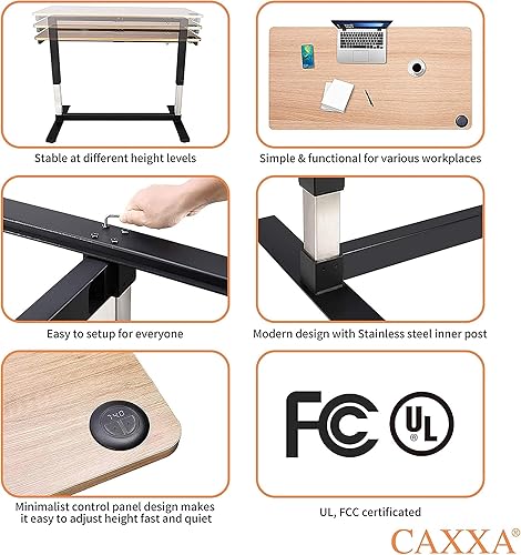Miniatura 9 de CAXXA Escritorio eléctrico para computadora de altura ajustable, 48 x 24 pulgadas, marco negro de teca