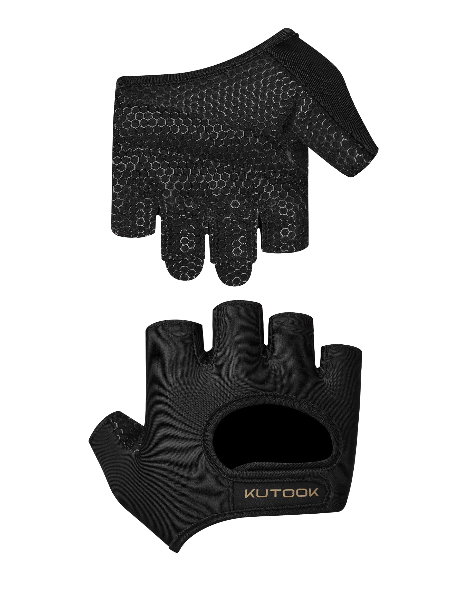 KUTOOK Gym Gloves Men Women Weight Lifting Fitness Training Hand Pull Up Workout with Wrist Support Five-Fingered Black L — image 1