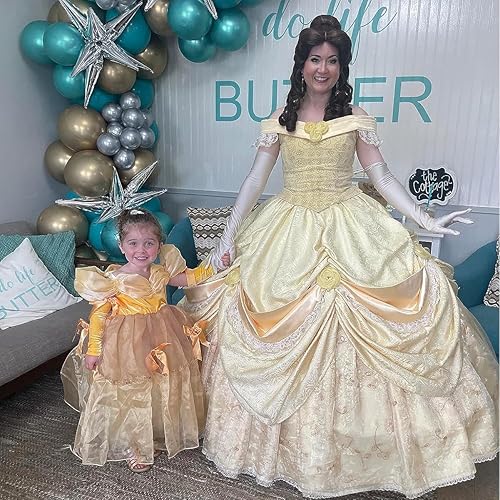 Miniatura 4 de JWZWJ Disfraz de princesa Belle para niñas pequeñas vestido de baile de belleza y bestia Halloween fiesta de cumpleaños cosplay 2-11T