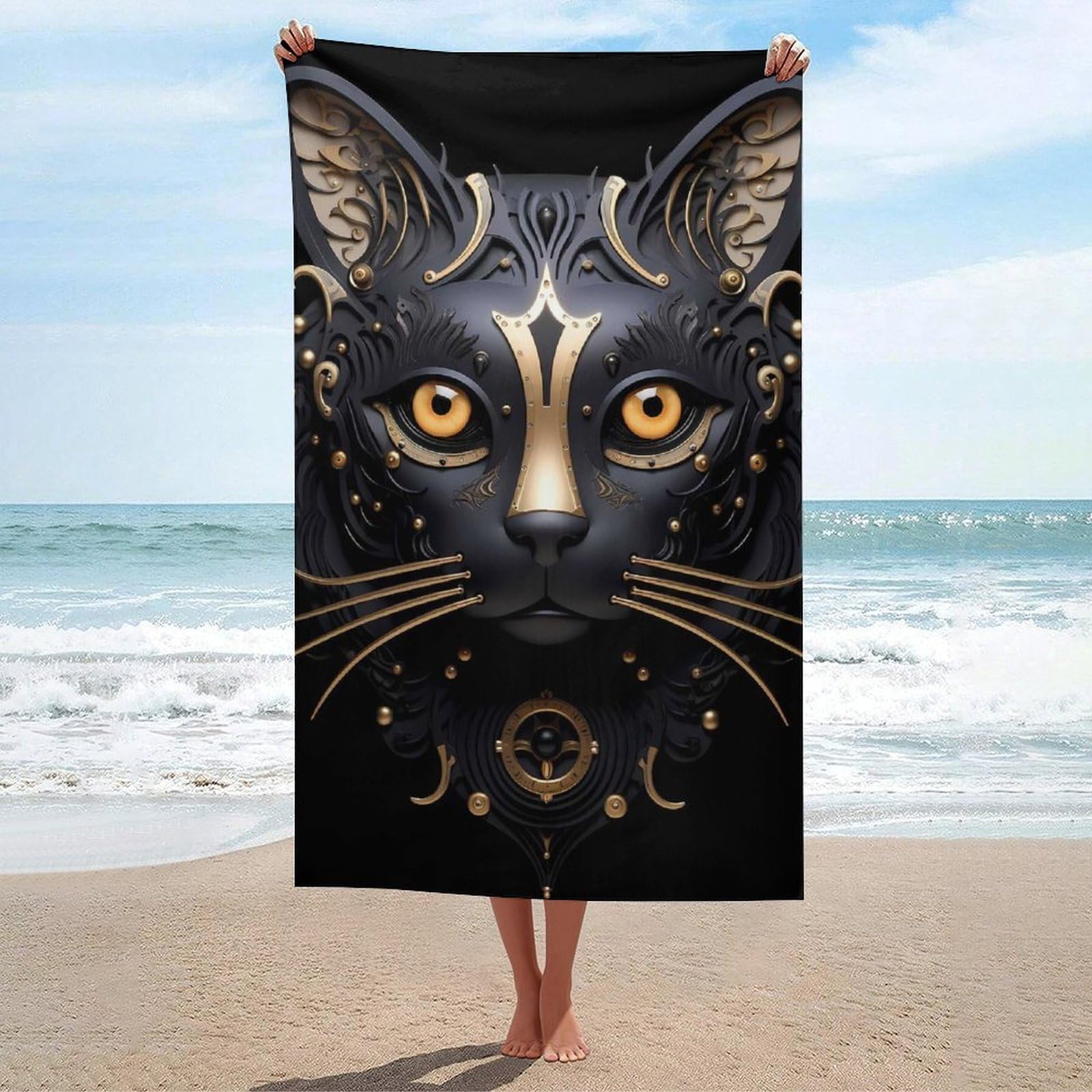 Serviettes de plage chat égyptien pour voyage et spa