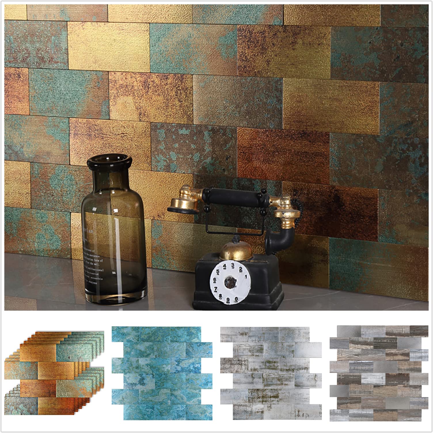 Buy HomeyMosaic 10Sheet Metal Backsplash Peel and Stick Subway Tile
