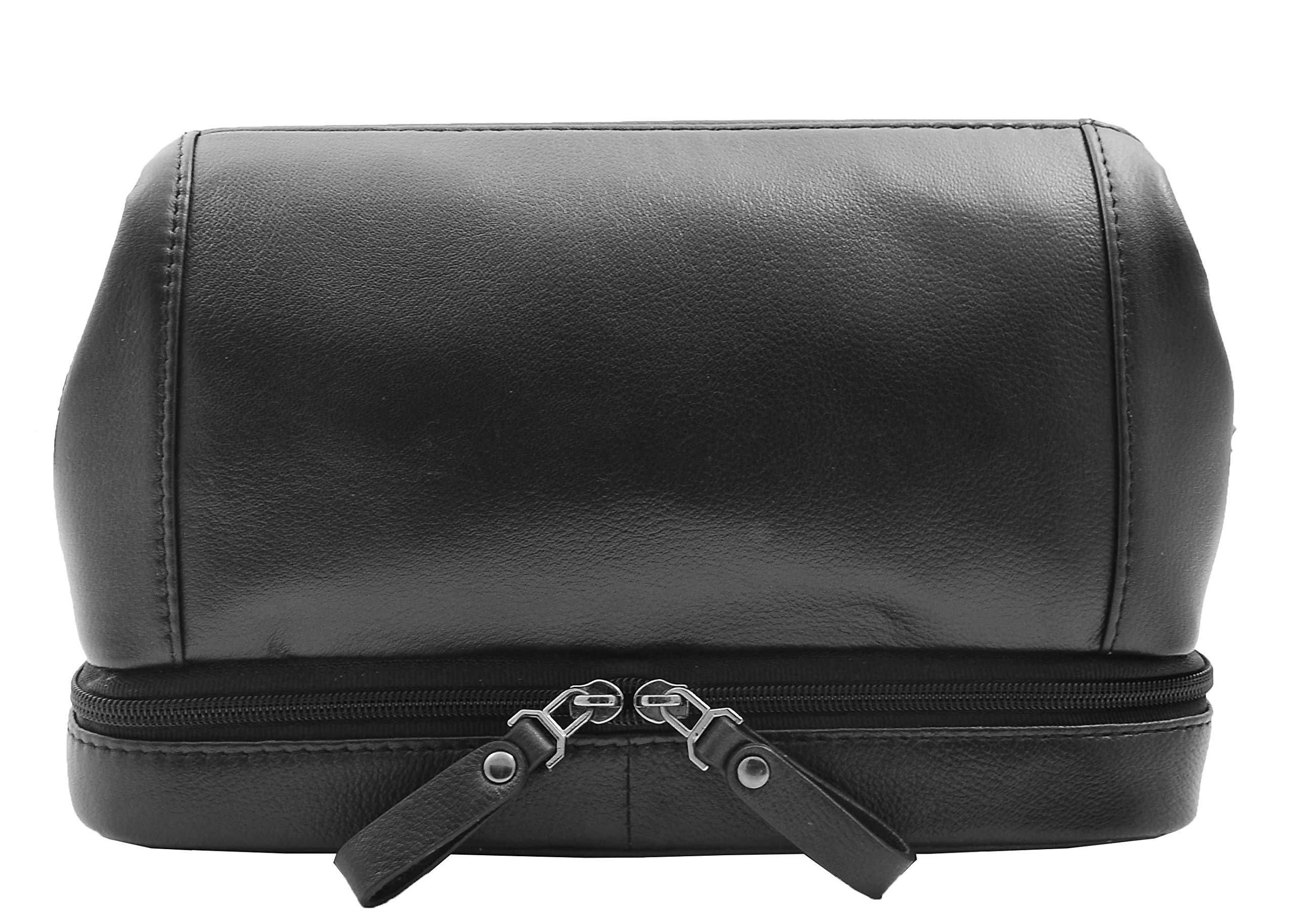 Neceser de cuero auténtico bolsa de viaje kit de afeitado HOL290 negro