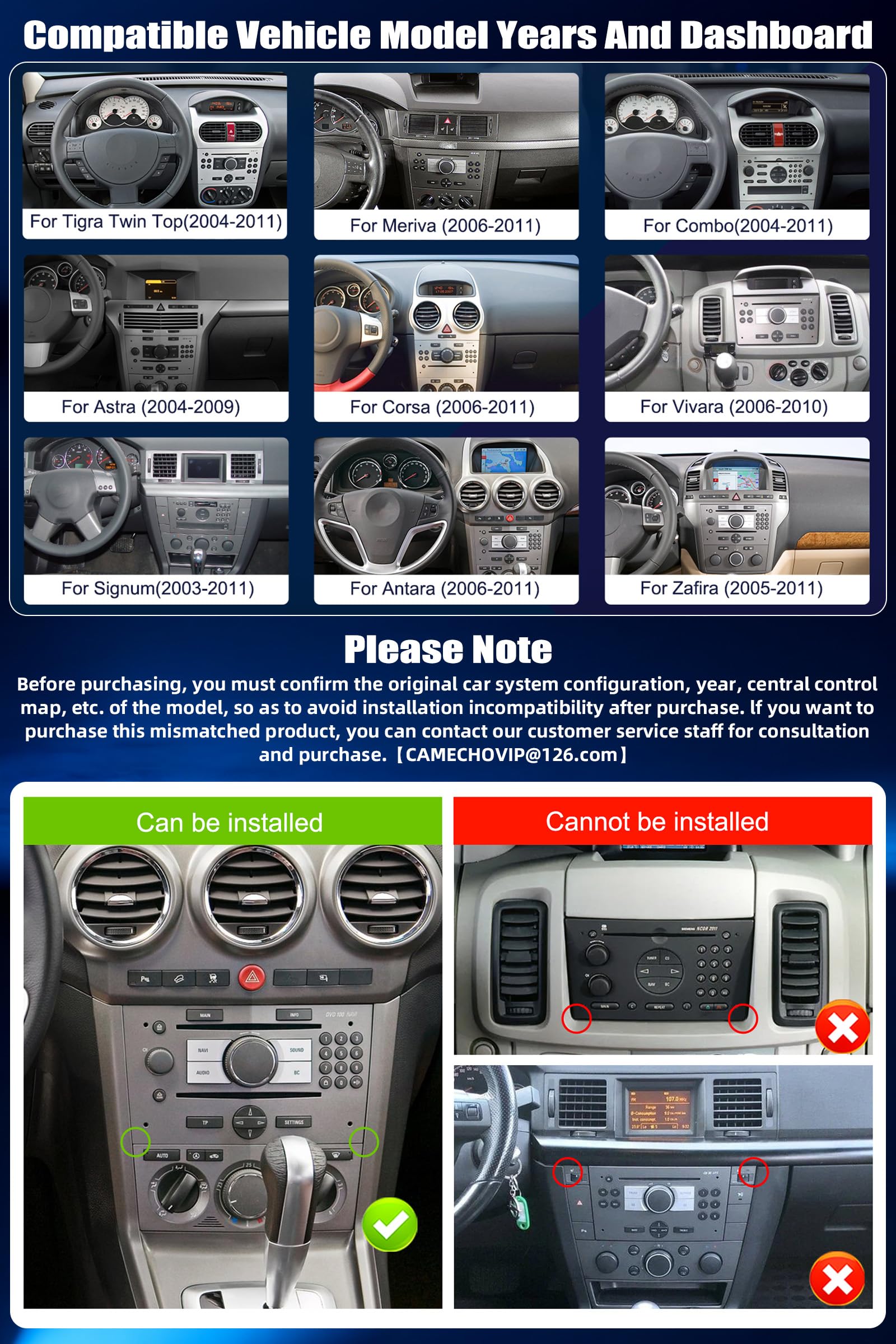 CAMECHO [2+64 GB] Android 15 odtwarzacz samochodowy z funkcją CarPlay dla Opel Astra H Zafira B Corsa C D nawigacja Android Auto bezprzewodowa 9-calowy ekran dotykowy WiFi Bluetooth MirrorLink FM/RDS