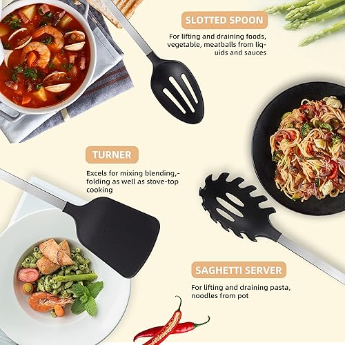 Miniatura 4 de Juego de 7 utensilios de cocina de acero inoxidable de alta calidad, resistentes al calor, accesorios de cocina, herramientas para utensilios de