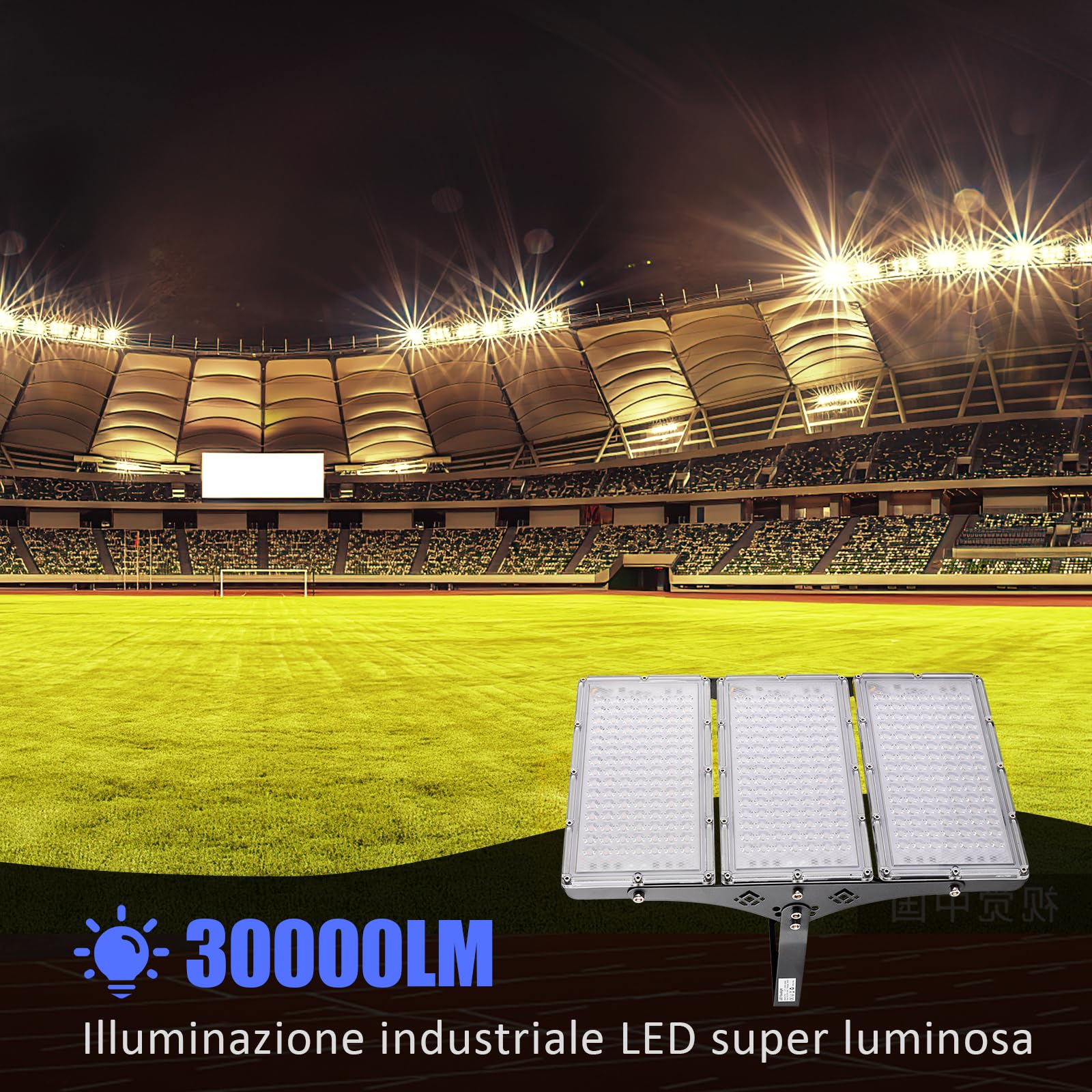 Faretto LED Esterno 300W 30000LM - Luce Sicurezza IP67 Bianco Freddo 7000K Per Giardino, Garage, Stadio - Foto 8
