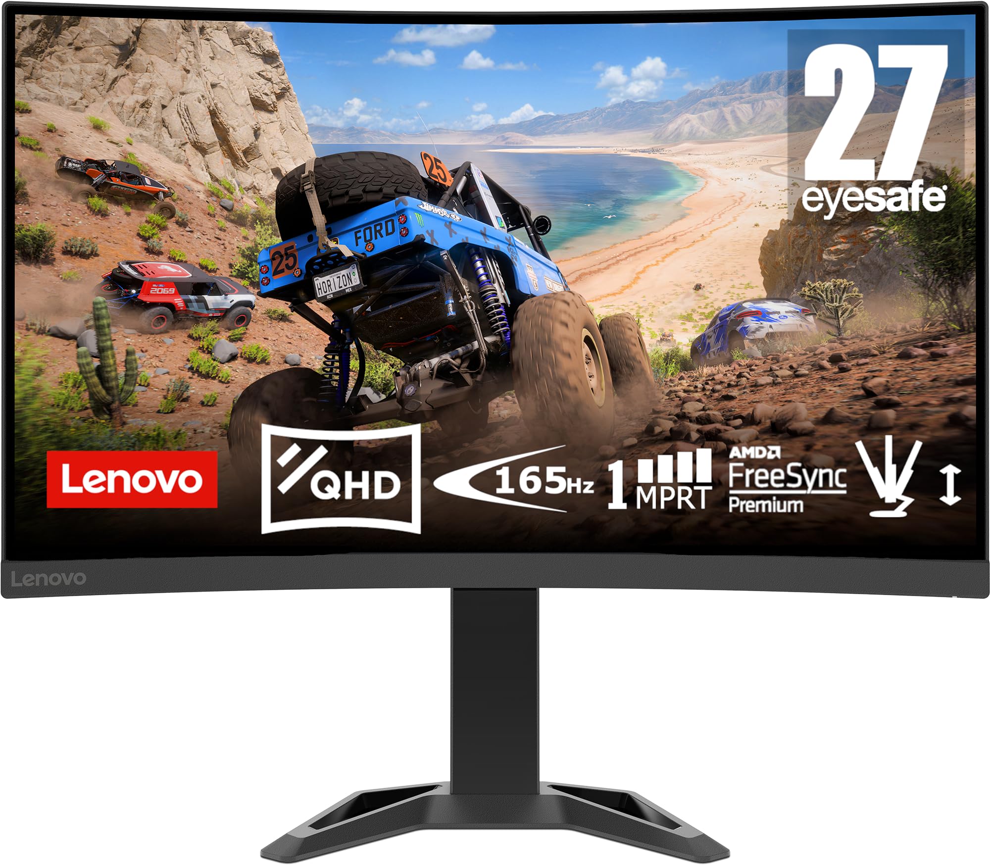 Lenovo Écran Gaming Incurvé 27" QHD - 165Hz HDR10 avec FreeSync Premium, Noir