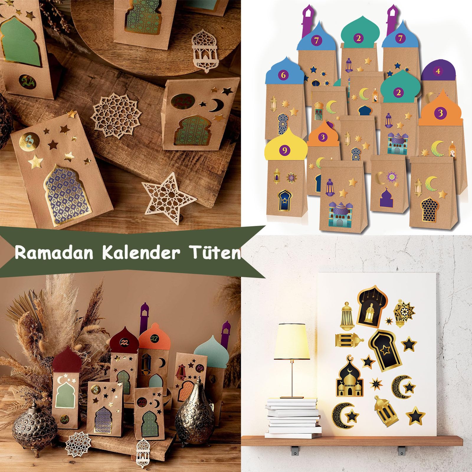 Dreamtop 30 calendari Ramadan per creare e riempire scatole regalo Ramadan fai da te per bambini scatole pieghevoli Eid Mubarak per bambini per decorare scatole regalo per creare Eid Mubarak riutiliz
