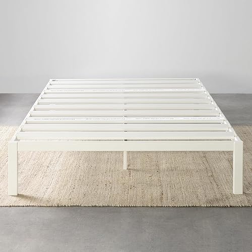 Miniatura 5 de Mellow Rocky Base C - Cama de plataforma de 14 pulgadas, acero blanco resistente, con listones de acero anchos patentados (no necesita somier),