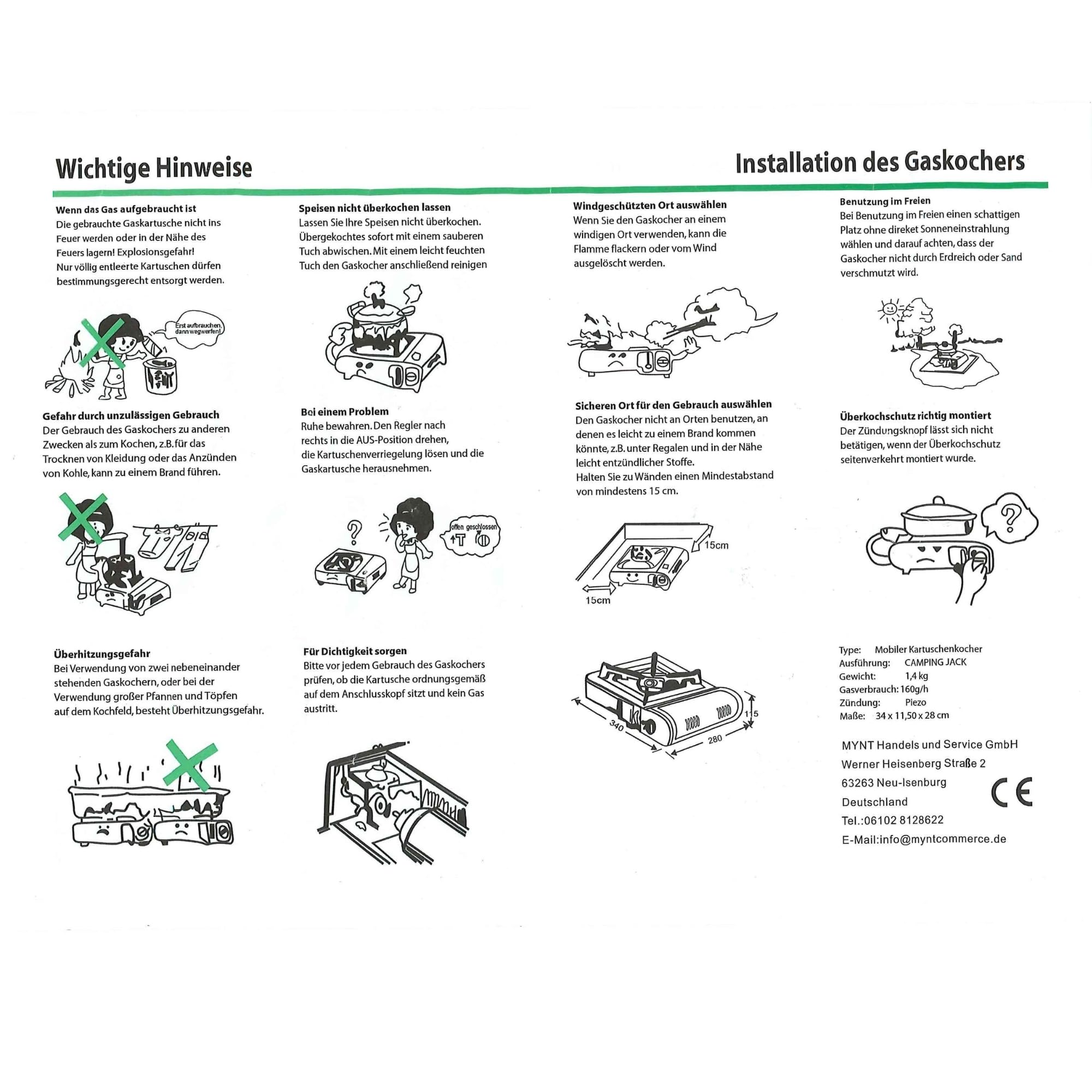 Greenpoint Gaskocher(Edelstahl) MIT/OHNE Gaskartuschen/Grillplatte - Campingkocher Ink. Tragekoffer mit Gaskartusche, Gaskocher mit Kartusche, Campingkocher mit Kartusche, Grillplatte Kochplatte