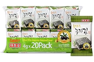 Daechun Seaweed Snack, Pack of 20: Original, Sea Salt, Green Tea Powder