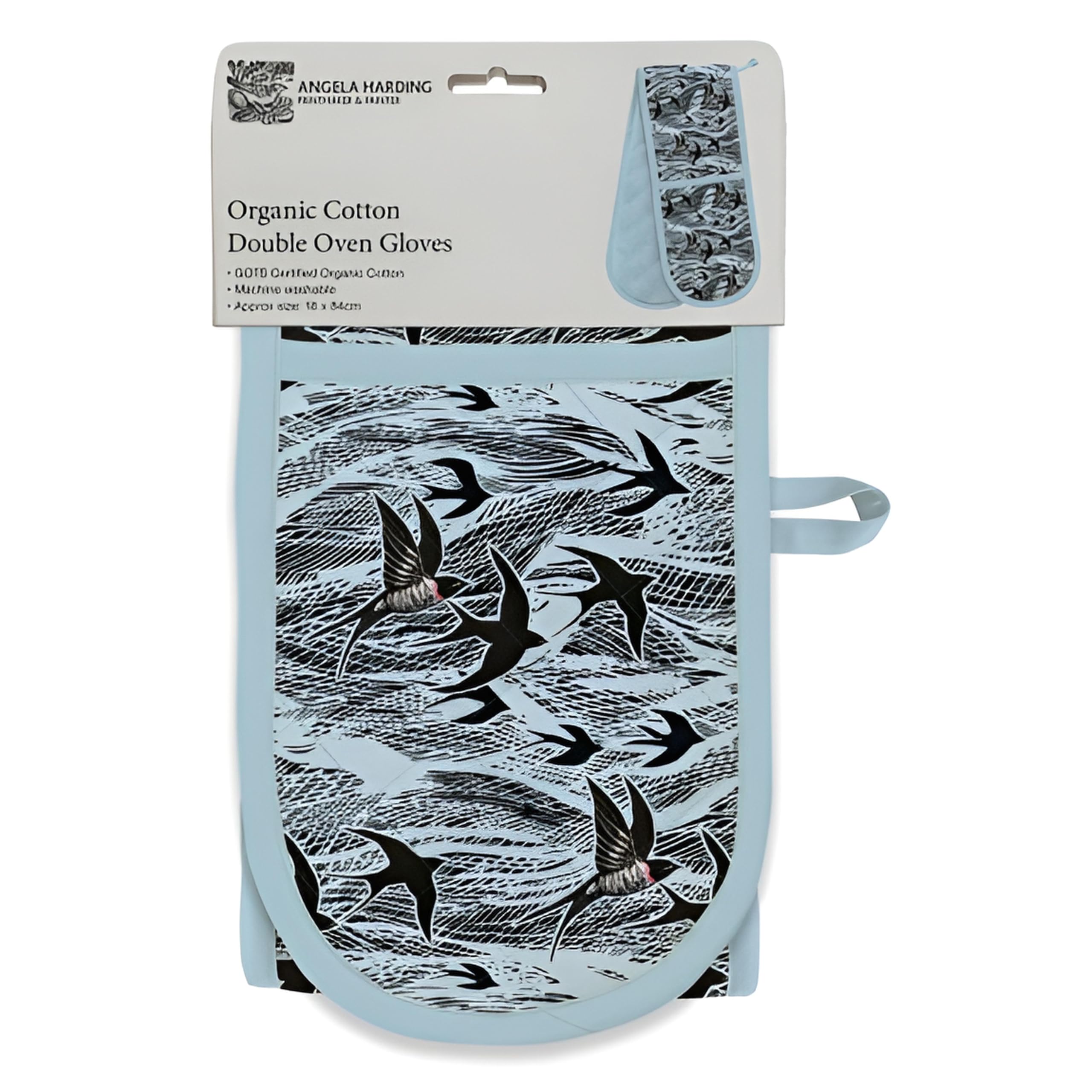 Museums & Galleries Double Oven Gloves - Heat Resistant Organic Cotton - Swallows and Sea Angela Harding Design - Stylish Kitchenware