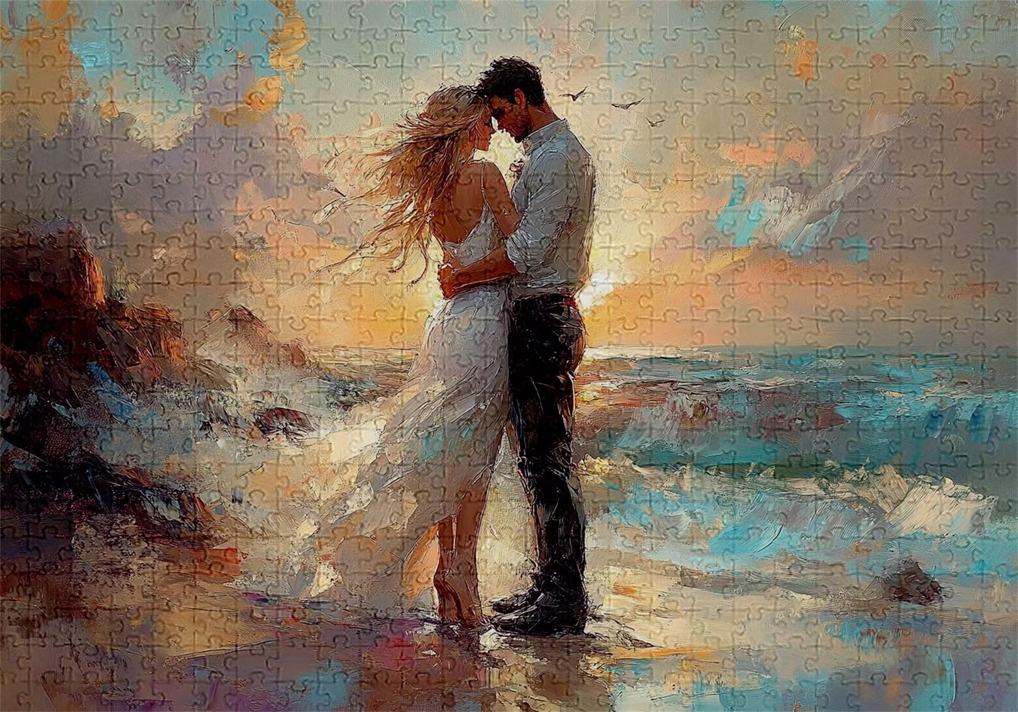 Puzzle 5000 Pezzi Spiaggia Puzzle Adulti Sfida Impossibili Jigsaws Coppia Classica 3D Art Jigsaws per Divertimento Adulti e Bambina, Gioco Familiare, Festa Aziendale, Regali Donne 156x105cm C-156