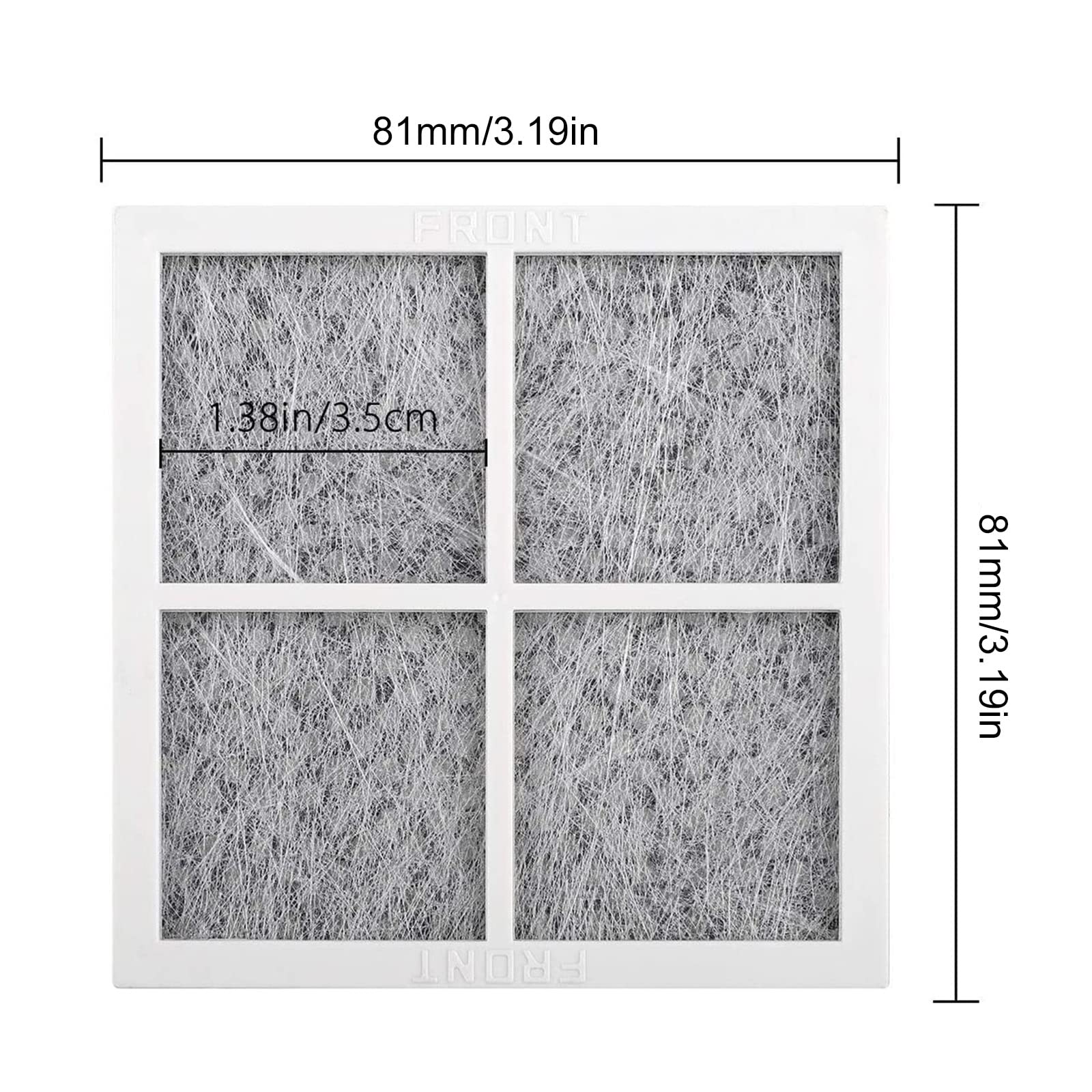 3 Pièces Réfrigérateur Filtre à Air, Filtres à Air à Charbon Actif, 81x81mm/3.19x3.19 Pouces, Filtres à Charbon Actif pour Réfrigérateur, Trois Couches, pour LG LT120F