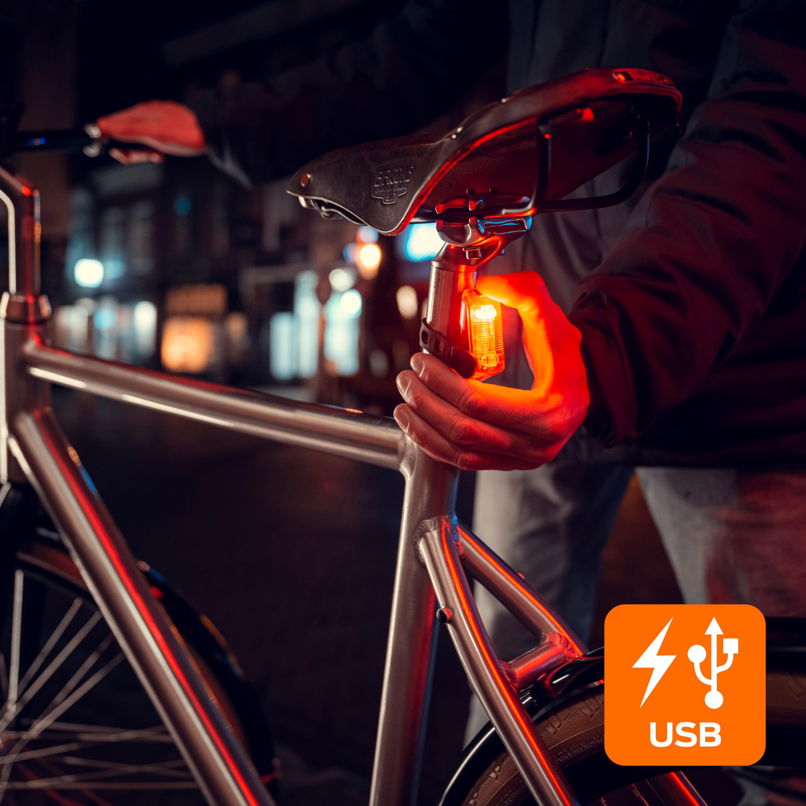 AXA Dwn Rear – lampa rowerowa – światło tylne – możliwość ponownego ładowania przez USB – łatwy montaż – światło LED – widoczna z odległości 300 m