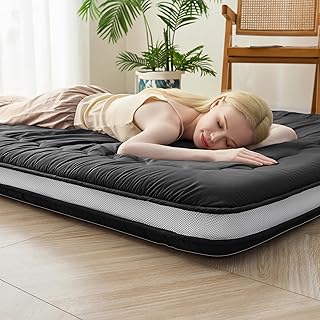 Japanese Floor Futon Mattress Twin Size, 4" Thicken Foldable Mattress Tatami Mat Sleeping Pad, 32D Foam Filled Traditional Shiki Futon (shikibuton), Designed in Japan (Black 39"x 80")