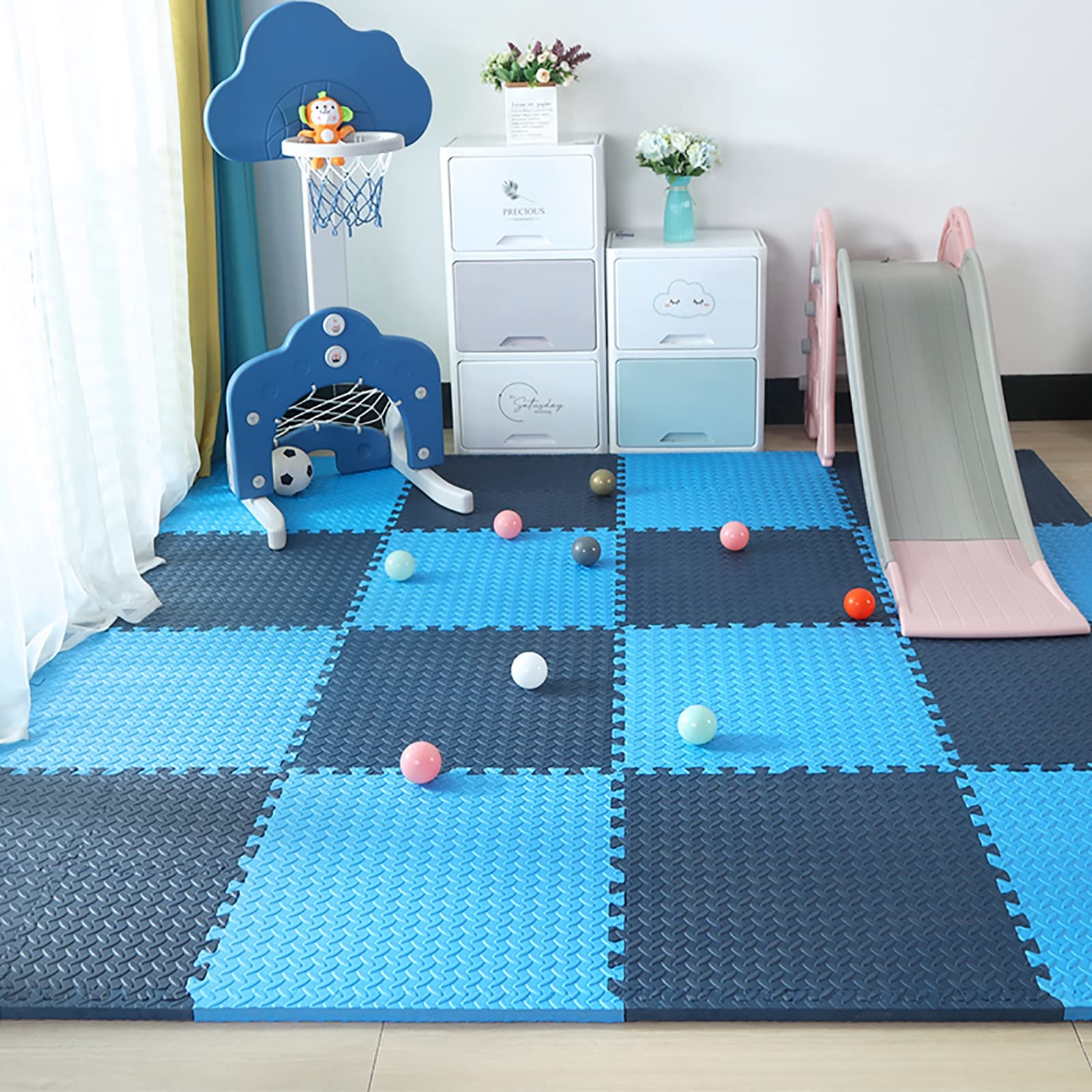 Tapis De Puzzle en Mousse 60X60x1,2 Cm Grand Tapis De Sol en Mousse Souple pour Enfants Tapis De Jeux Bebe Activité Gymnase Tapis Puzzle Antidérapant Tapis De Sol Ramper Enfant,K,9Pcs