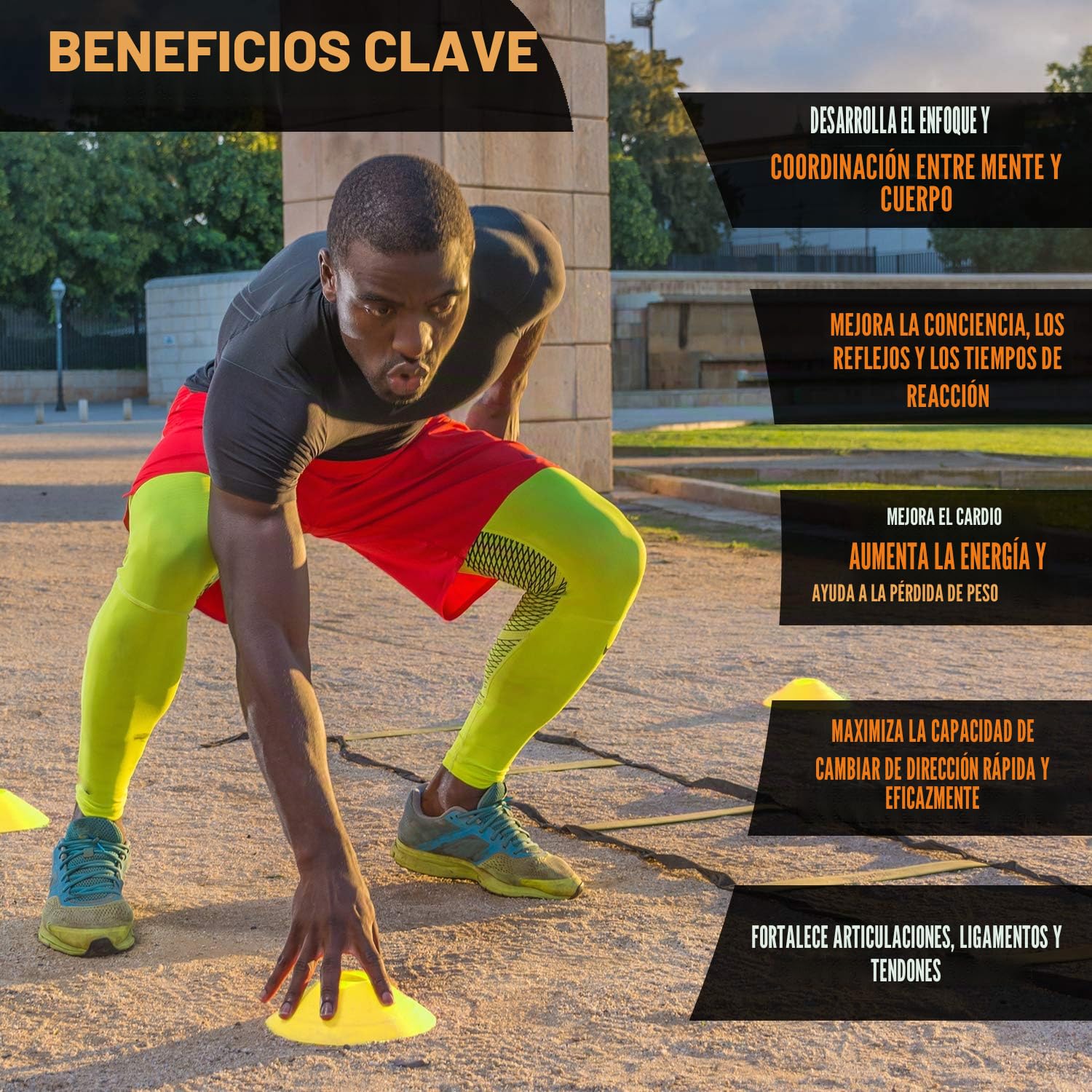 Escalera de Agilidad Set, 11 peldaños, Duradero Materiales, portátil Bolsa de Transporte, Incluye 4 piquetas de Metal + Bonus: 2,5 "Lacrosse Masaje Pelota, por Invencible Fitness