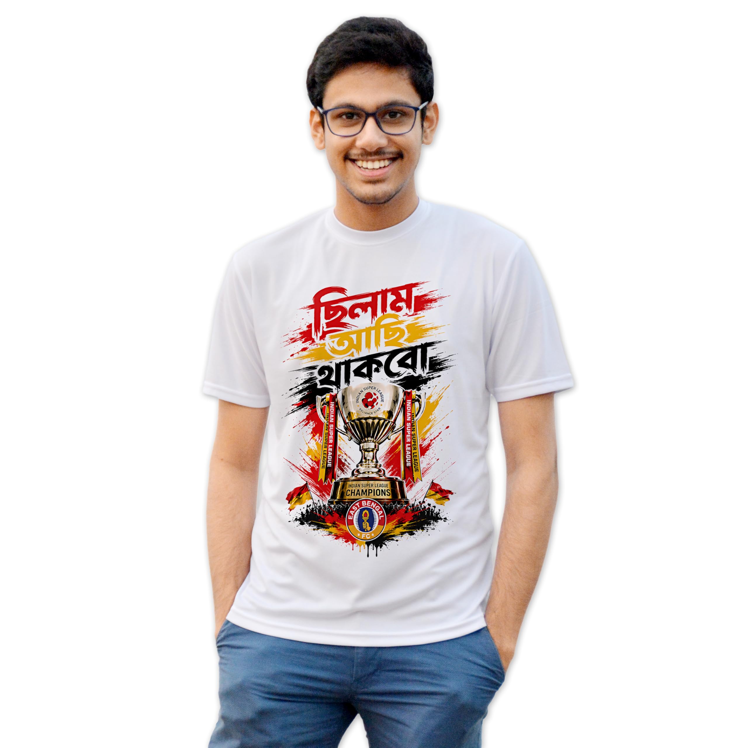 aaptees East Bengal Champion Football White Round Neck Dryfit T-Shirt-picture-24