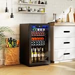Réfrigérateur à boissons COSTWAY de 116 canettes, mini réfrigérateur de 3,0 pi³ avec porte en verre et étagères amovibles ajustables pour boissons, bière, soda, vin, réfrigérateur autonome pour bar à domicile, cuisine et bureau