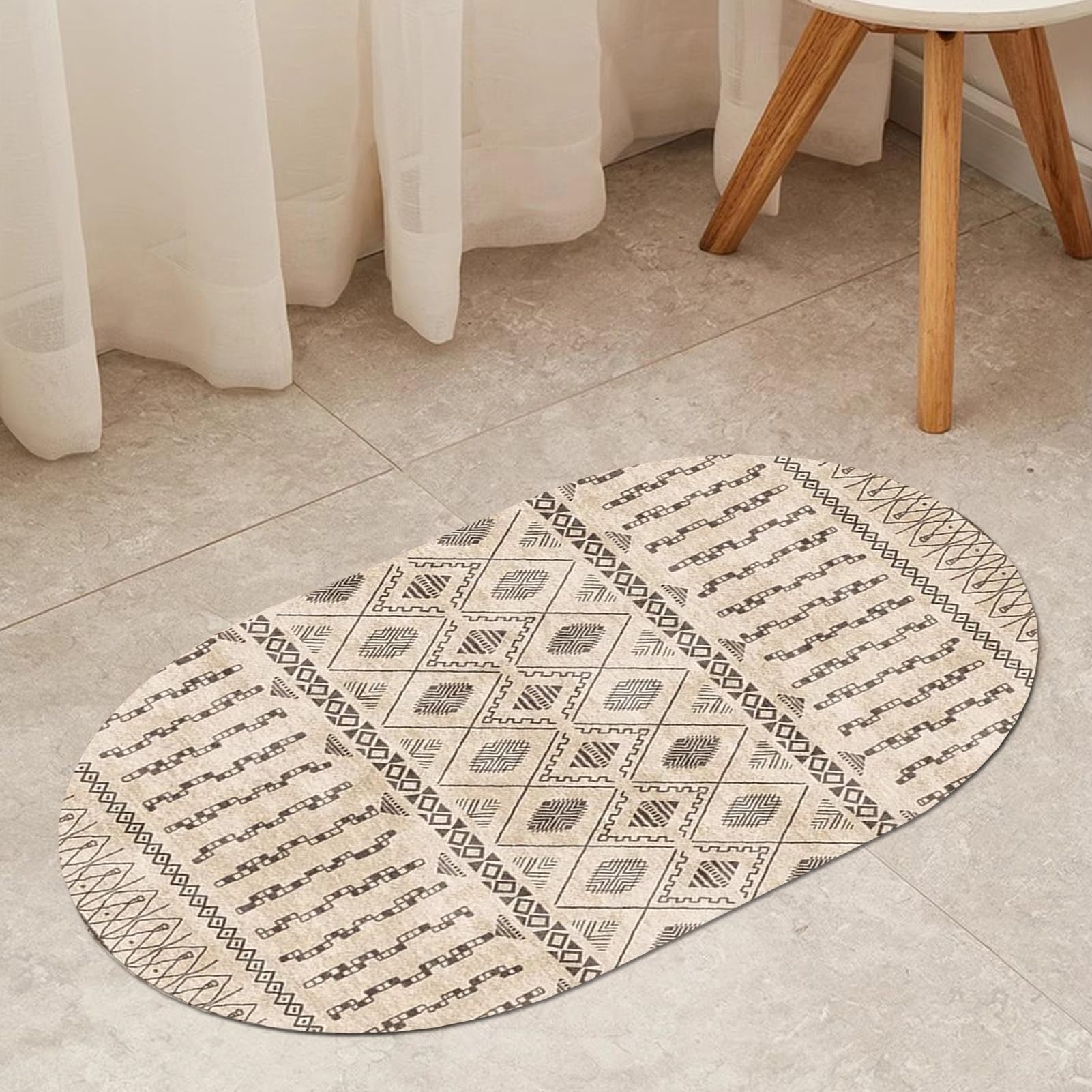 Tapis antidérapant lavable de forme ovale 90x160 cm pour sécuriser le sol de la cuisine