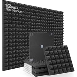 Tabiques Moviles Acusticos Paneles Acústicos Soundsbay 12 Piezas 30×30×5cm Espuma Acustica Con cinta transparente de doble cara aislantes acusticos para paredes para Estudio, Podcasting, Estudios de Grabación, Oficinas