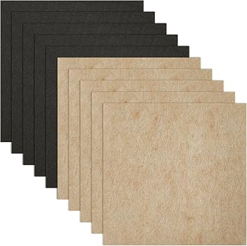 10 Pcs Felt Furniture Pads, 5 x 5 inch, Self Adhesive Felt Pads, Large Non Slip Felt Sheets Protectors for Hardwood Wood Floors Heavy Duty Chair Wall Furniture Feet Laminate Flooring, Beige/Black
