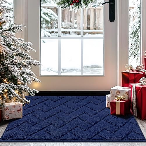 Miniatura 209 de hicorfe - Tapete para interiores, para puerta delantera o trasera, parte trasera de goma, antideslizante, absorbente, resistente a la suciedad, Café