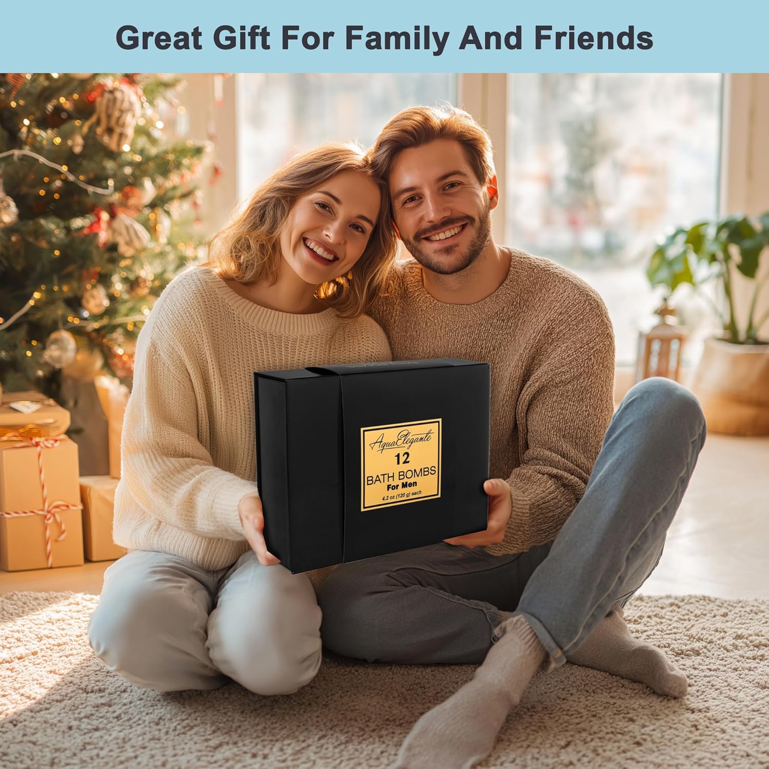 Luxury Bath Bombs for Men - Gift Set of 12 Large Bathbombs with Organic Essential Oils - Natural Vegan Soap for Moisturizing Fizzy Bubbles, Sandalwood - Image 2