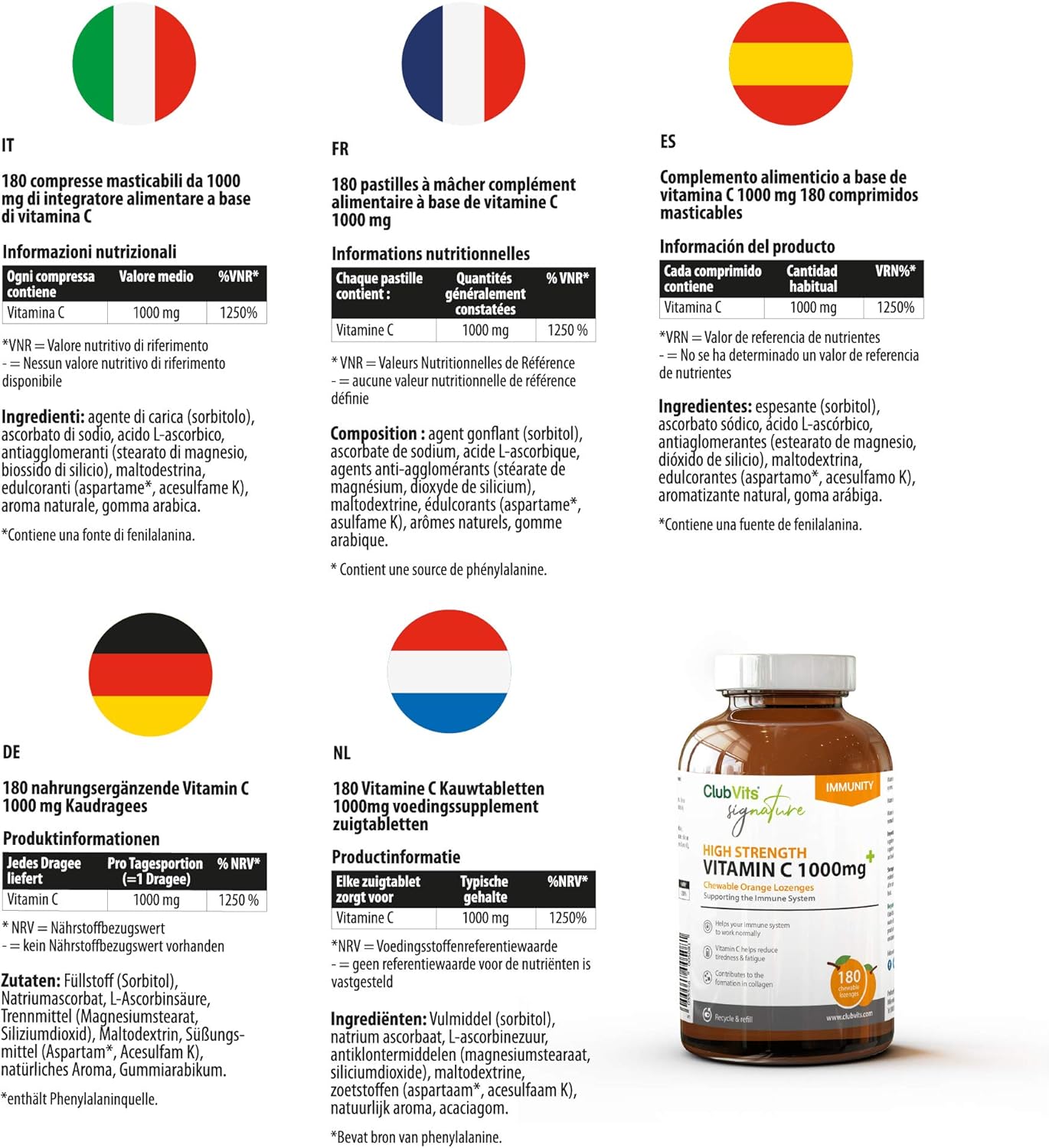 High Strength Chewable Vitamin C 1000mg Lozenges 6 Month Supply 180 Tablets Vit C Supplement Contributes To The Maintenance Of A Normal Immune System Amazon Co Uk Health Personal Care