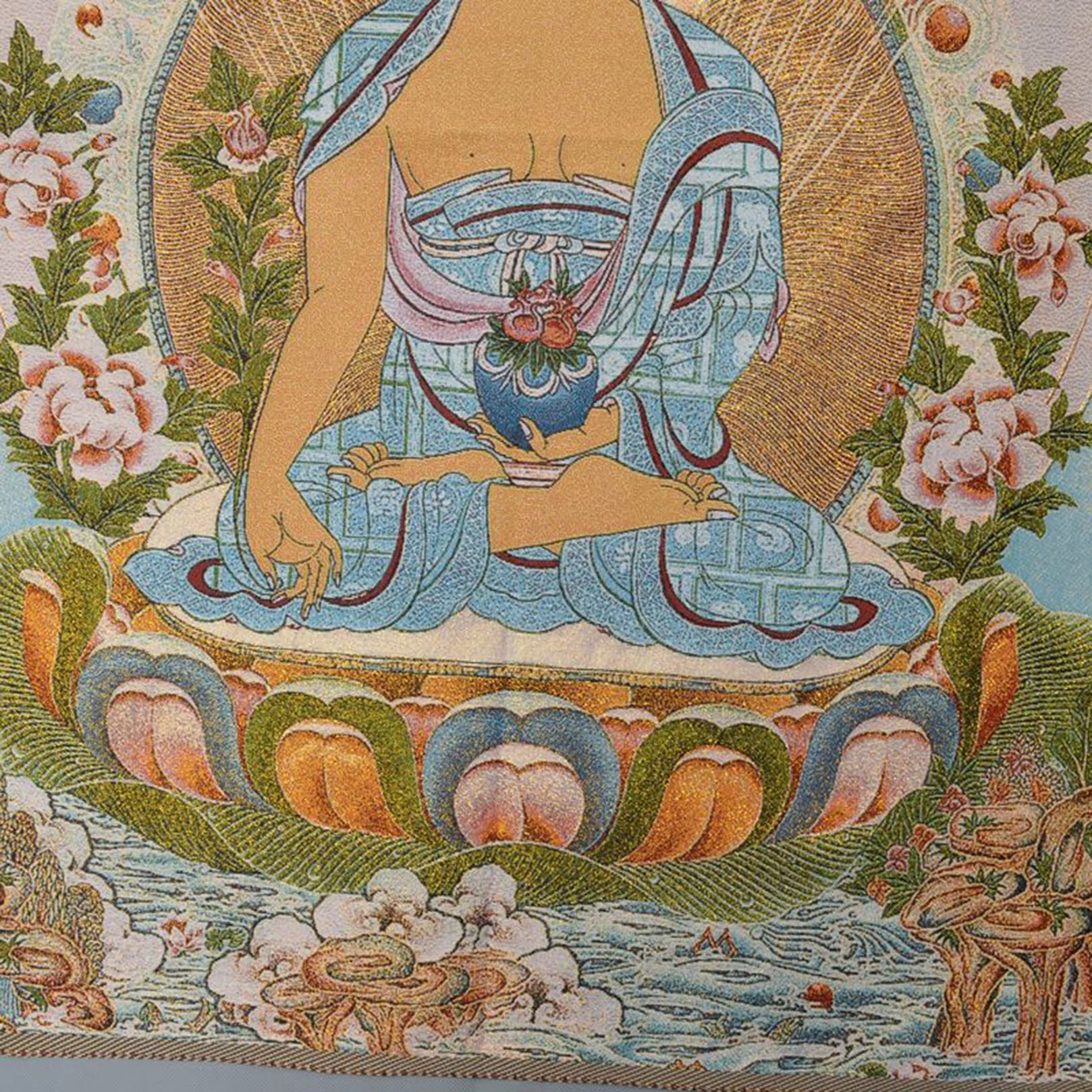 Buddha della Medicina Tibetano Thangka Ricamo Pittura Buddista Thangka Broccato Arazzo Pittura Arte - Decorazione della Camera da Letto Yoga (Size : 60x90cm(23x35inch))