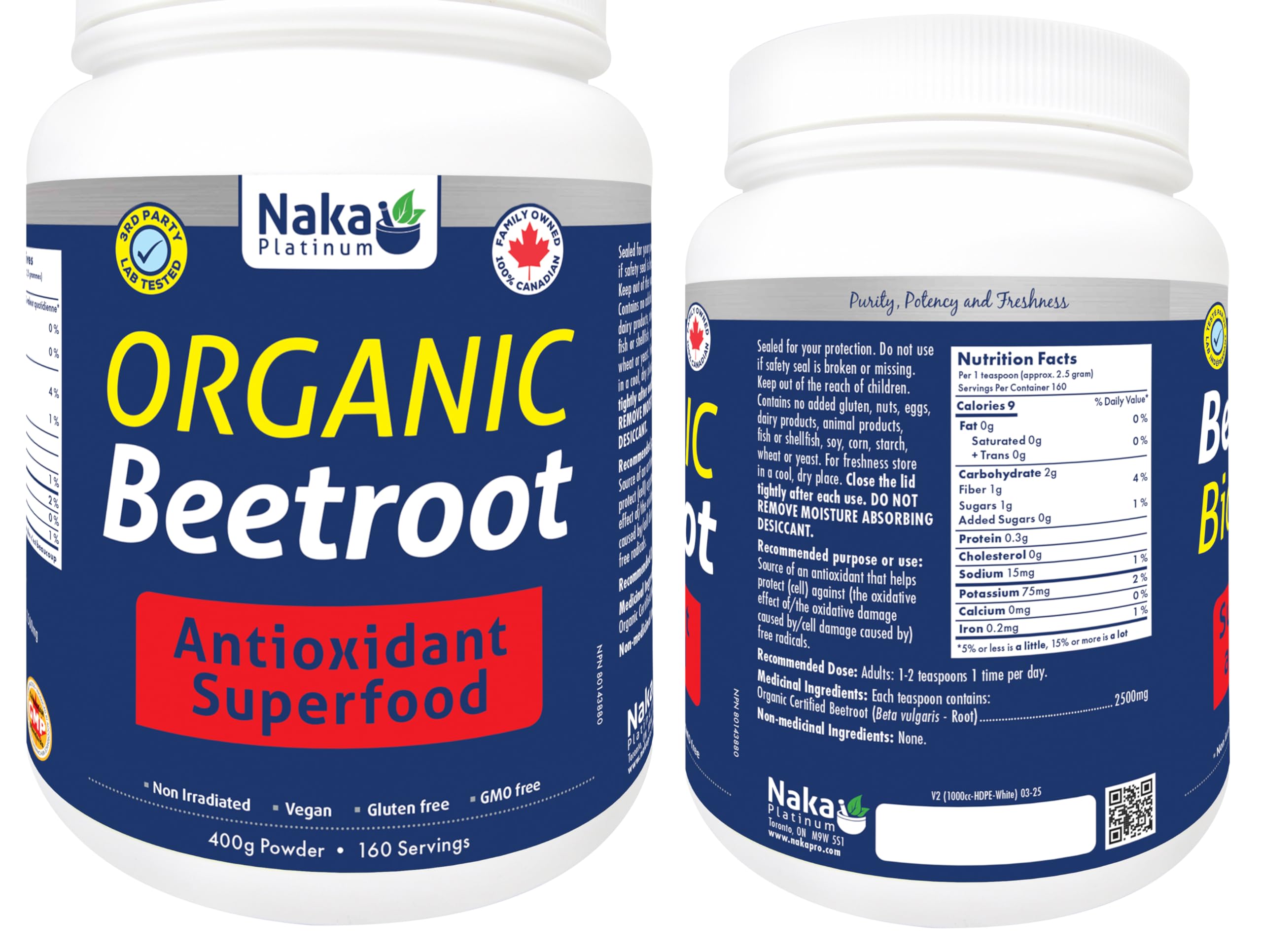 Naka Platinum Organic Beetroot, 2500mg per teaspoon, Antioxidant
