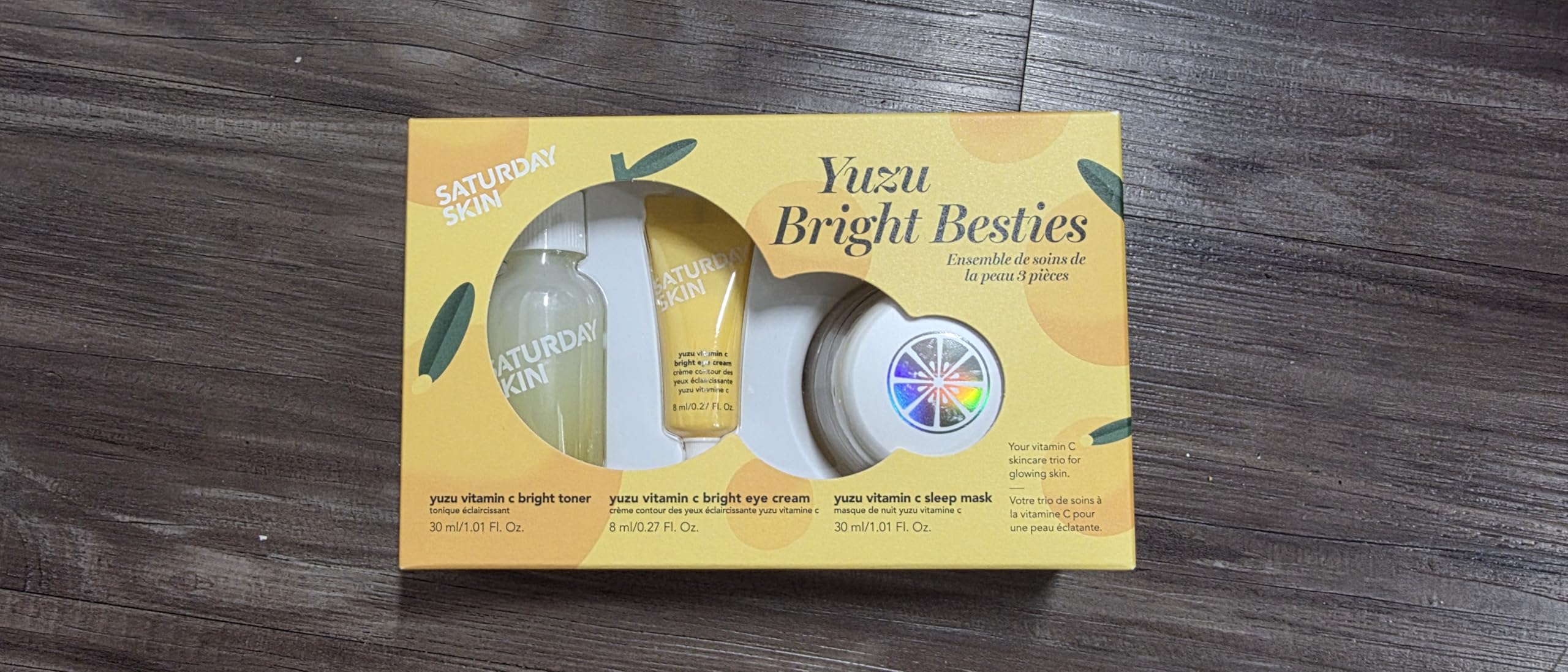 Saturday Skin 3-Piece Skin Care Set Yuzu Vitamin C Sleep Mask Yuzu Vitamin C Bright Toner and Eye Cream Overnight Facial Masks Korean Beauty Best Vitamin C Skincare Set