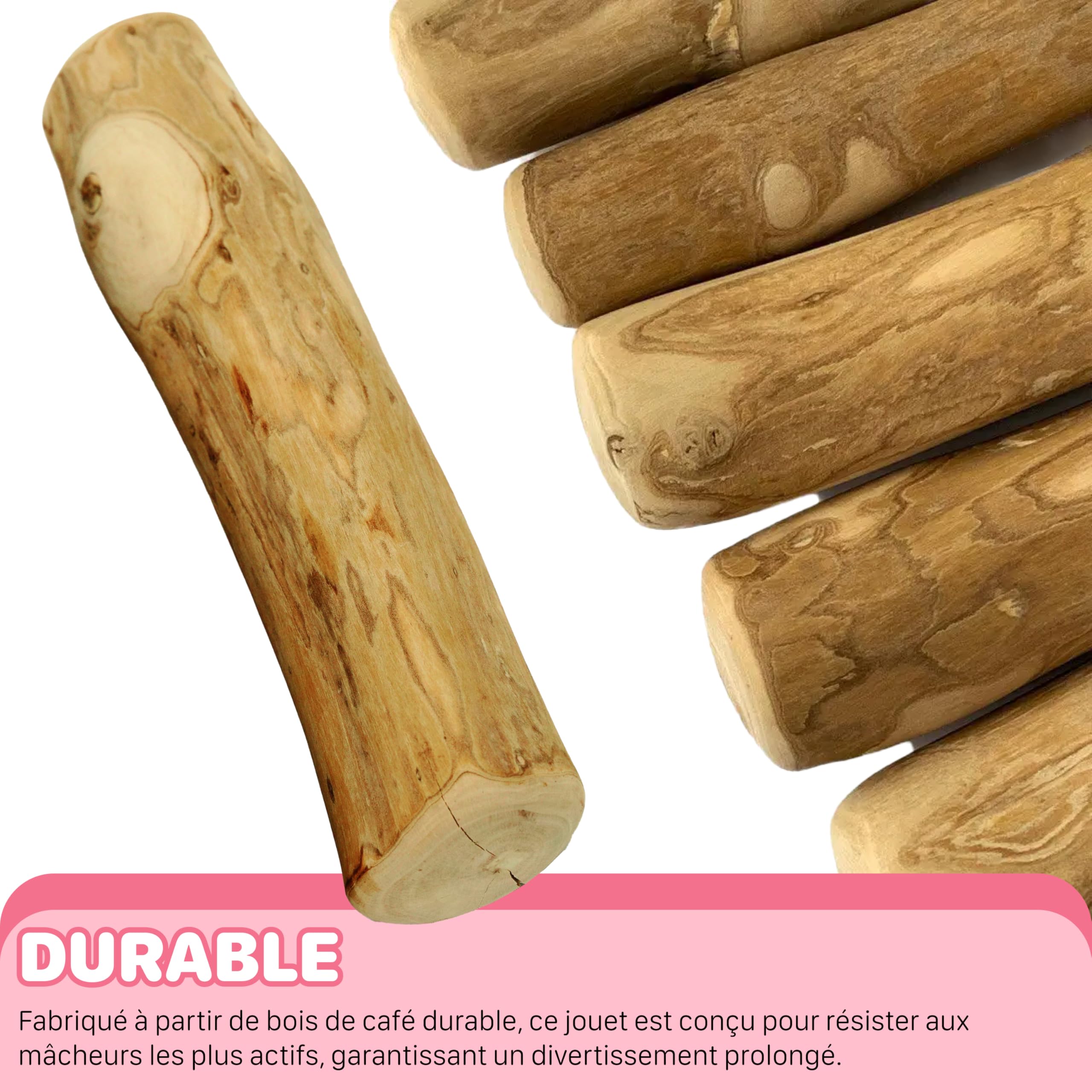 Bâton à Mâcher pour Chien et Chiots en Bois de Café, Jouet à Mâcher Durable Fabriqué à Partir de 100% d'arbre à Café Naturel, Soin Dentaire, Jouet à Mâcher Hypoallergénique L (3 pièces)