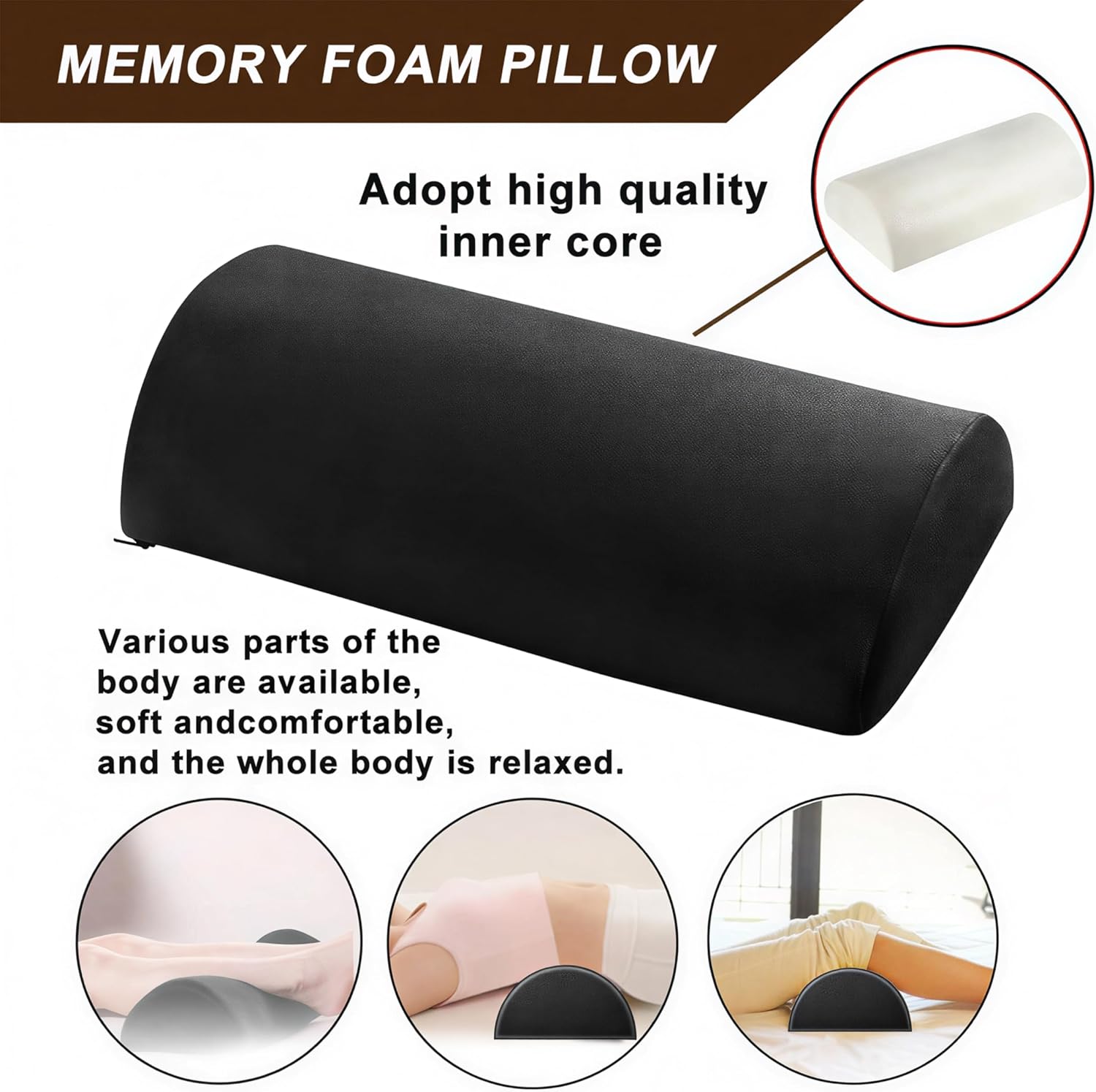 Half for Ankle Knee Neck Lumbar Support Leg Positioner Pillows Memory Foam Bolster Cushion for Elderly People Home