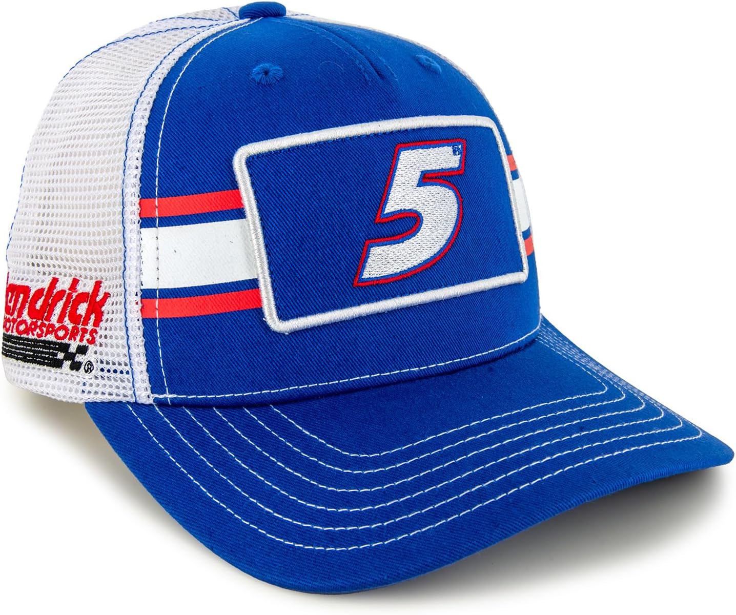 Checkered Flag Sports Kyle Larson 2025 Striped #5 Snapback Mesh Hat Blue/White