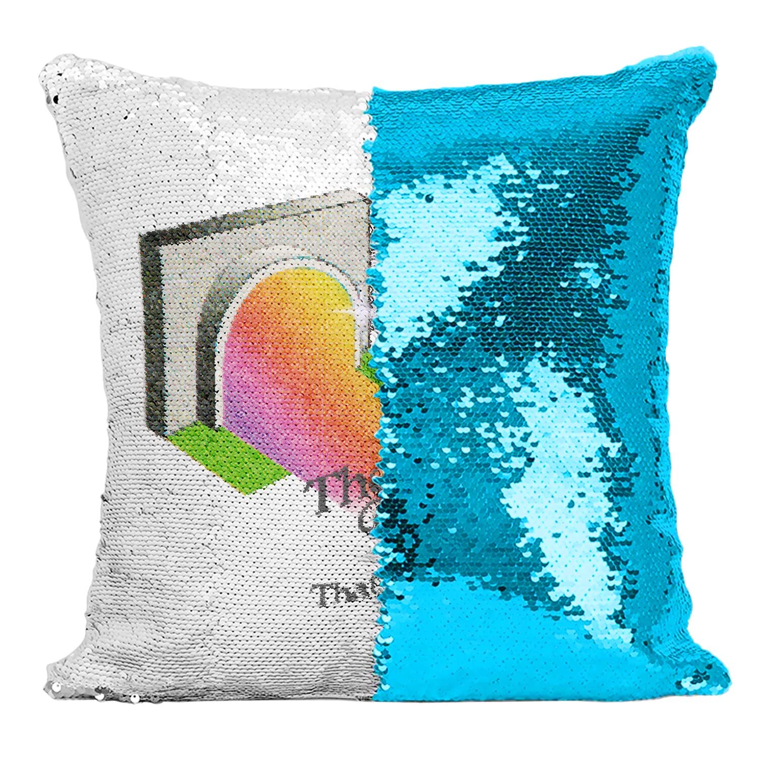 Housse sequin turquoise Fabulous coussin paillettes d'art vintage humoristique