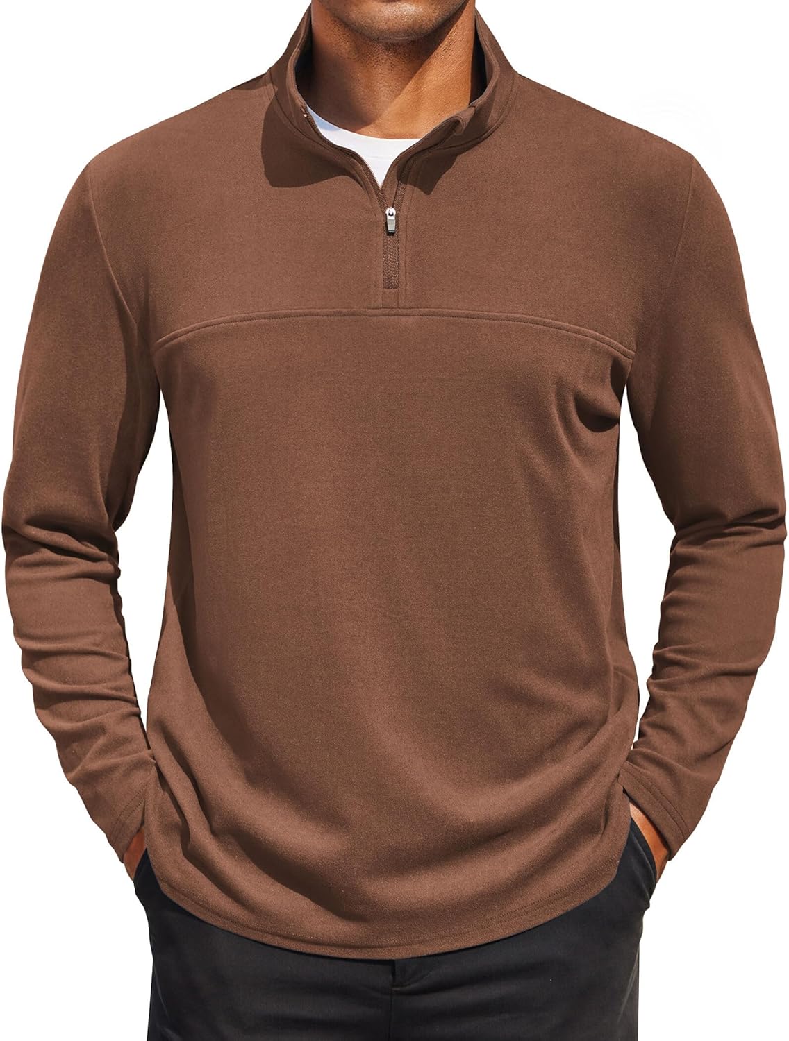 COOFANDY Mens Quarter Zip Pullover Long Sleeve Mock Turtleneck Sweatshirts Thermal Workout Golf Polo Shirt