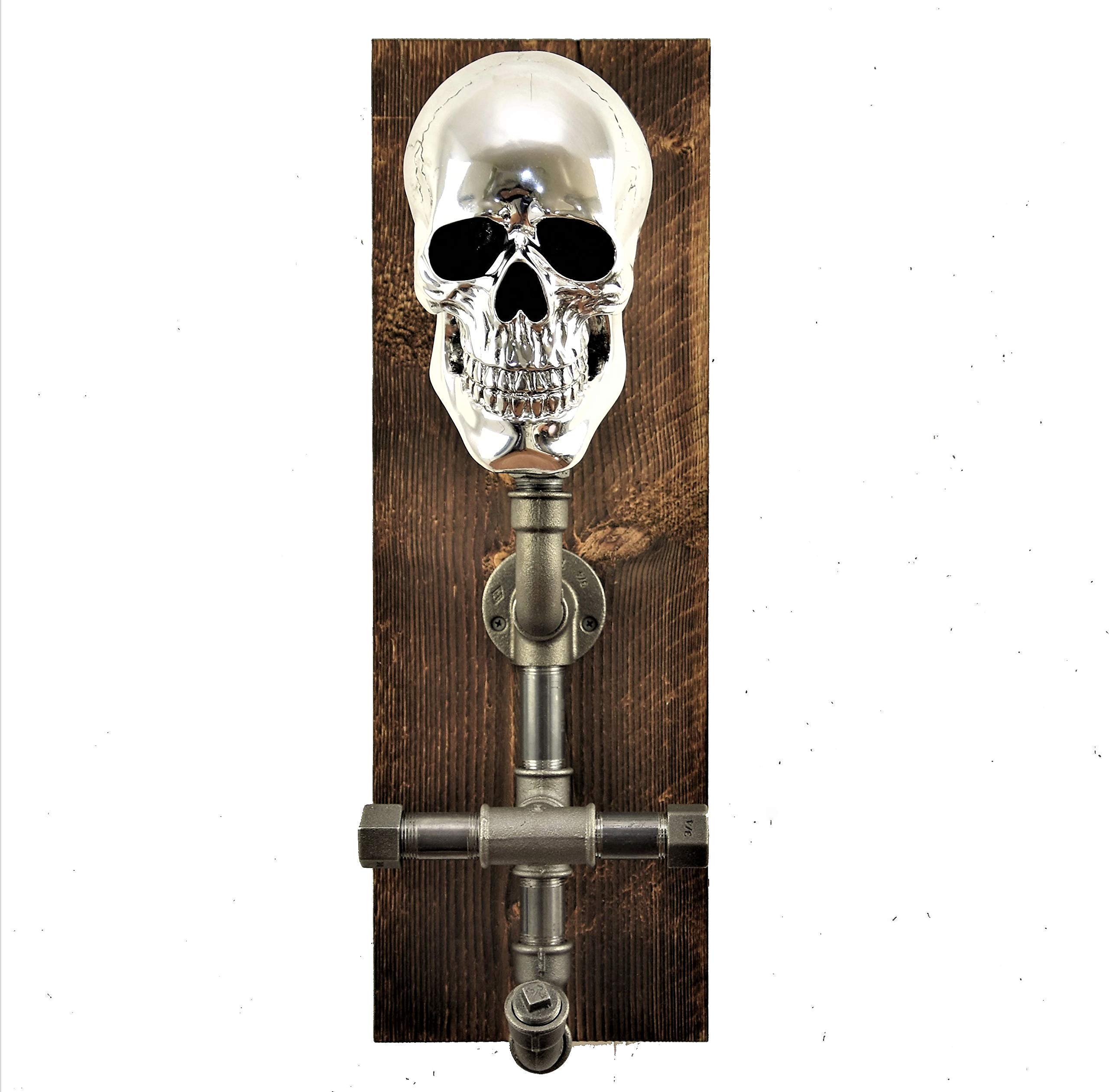 Helmhalter, Motorrad, Biker, Garderobe, Helm Totenkopf, Wand, retro pipes