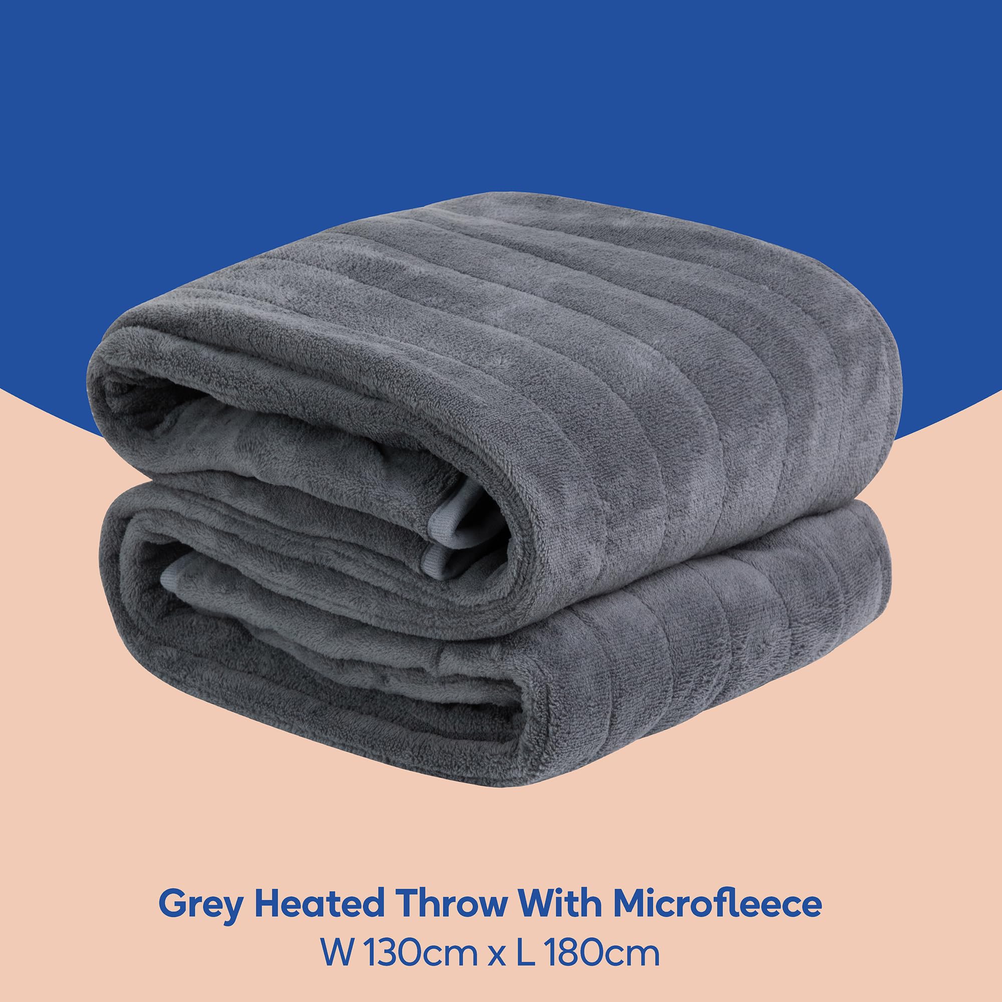 Russell Hobbs RHHT1004GR Couverture chauffante en micropolaire avec télécommande numérique, arrêt automatique, protection contre la surchauffe, minuterie de 12 heures, 9 réglages de chaleur Gris 130 x