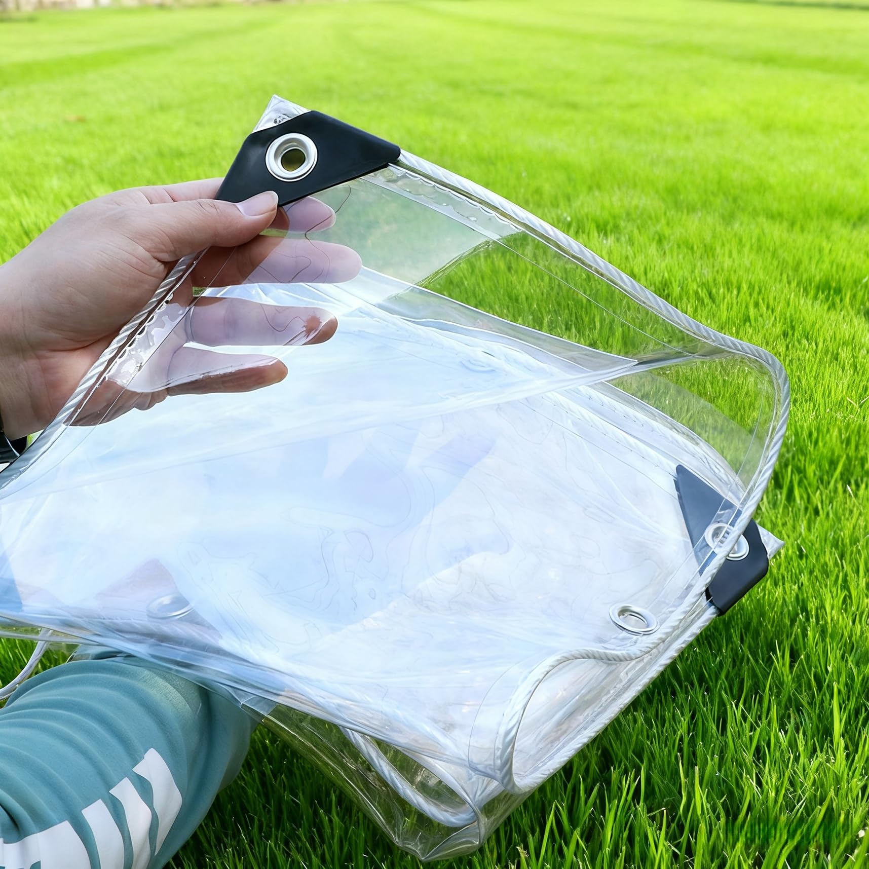 Bâche Étanche Transparente 170 x 200 cm 400G M², Imperméable, Indéchirable, Résistante à La Pluie Bache Transparente Exterieur pour Serre Pergola Camping Jardin Plantes, A