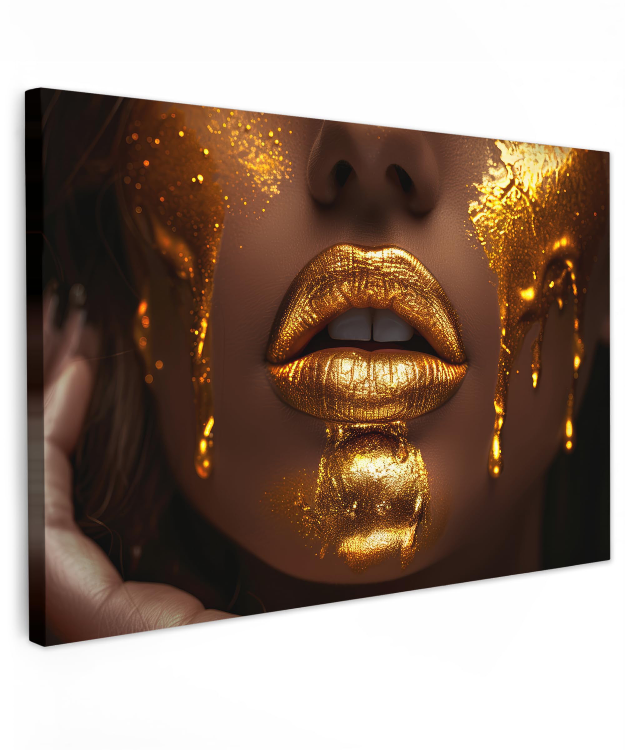 MuchoWow© Laminas Cuadros de Salon para Dormitorio 120x80 cm Lienzos Decoración Pared Cuadro Habitacion Decoracion Mujer - Oro - Lujo - Retrato