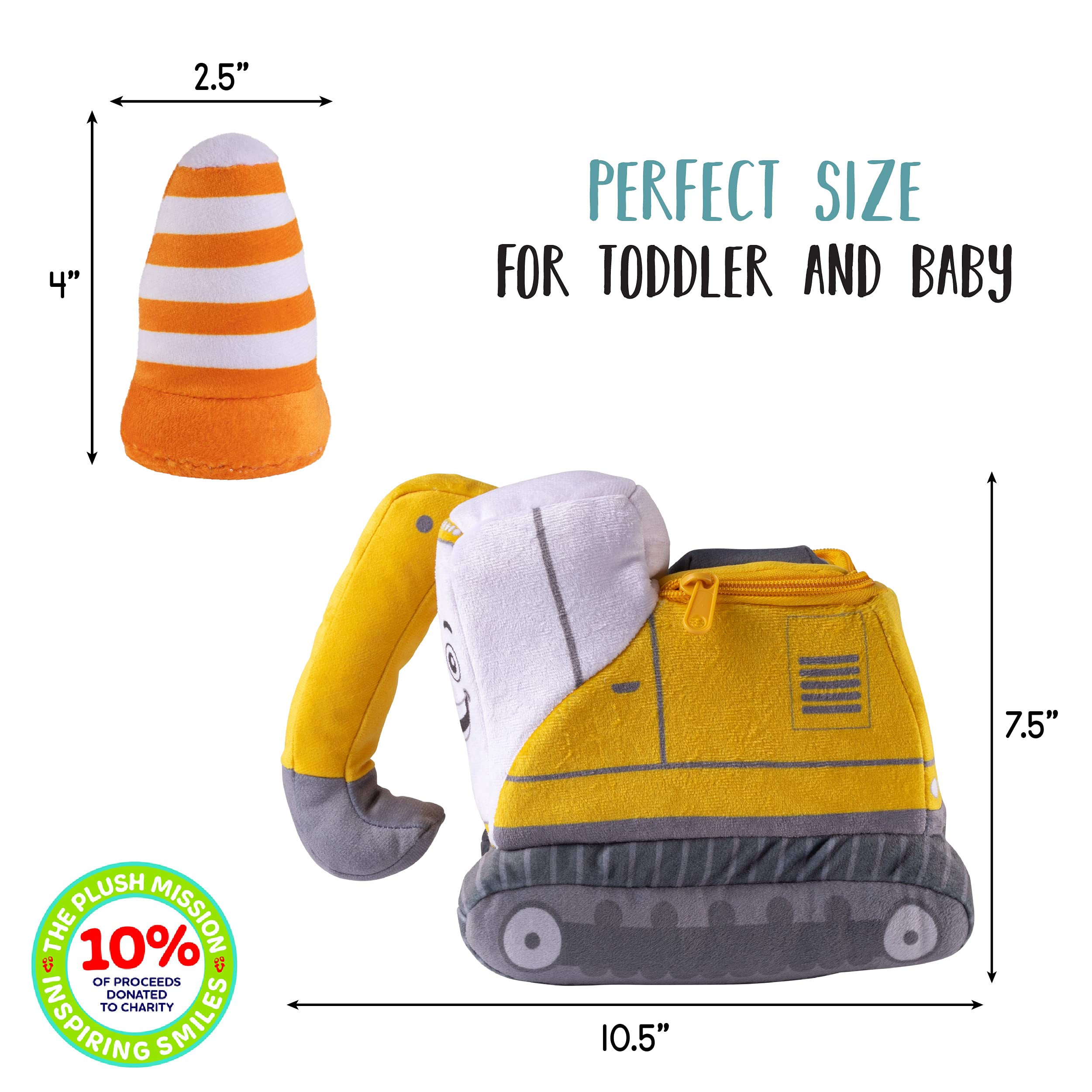 Excavator Plush Toy Set Includes 3 Construction Items Plush
